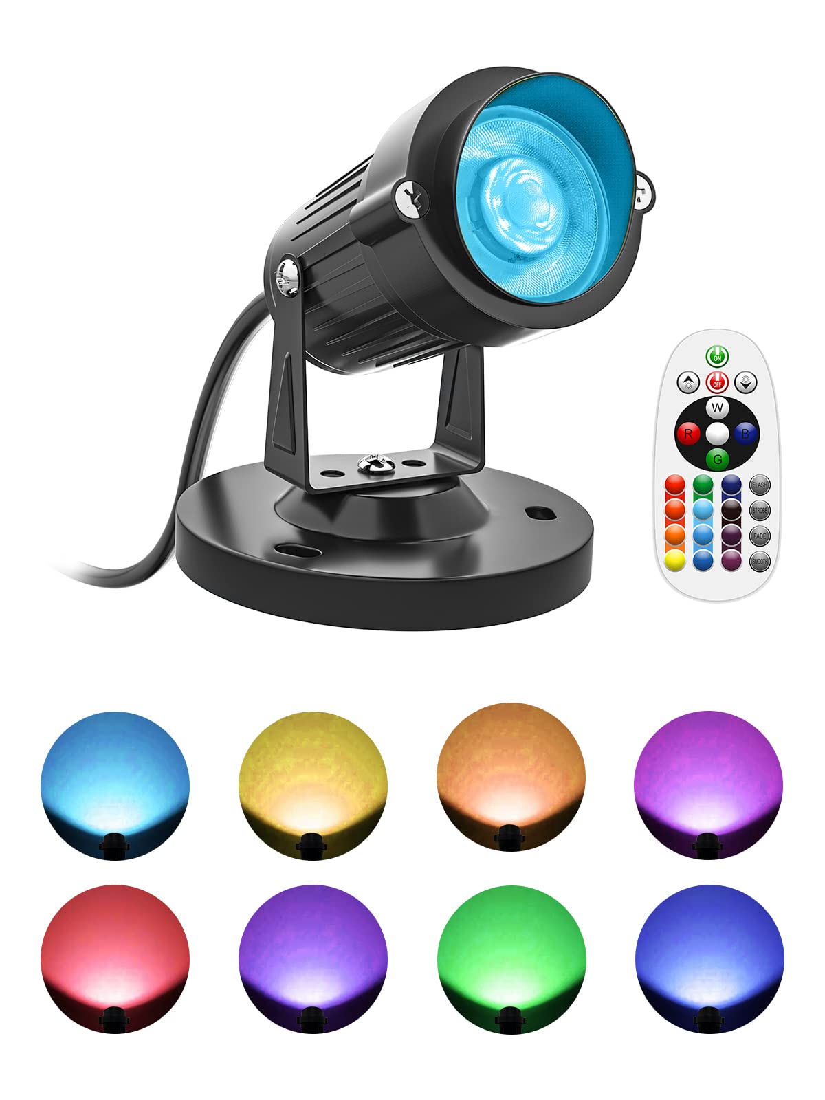 Doreio Rgbw 5W Led Spot Lights With Remote - Indoor Uplighting For Plants & Parties, 1 Pack
