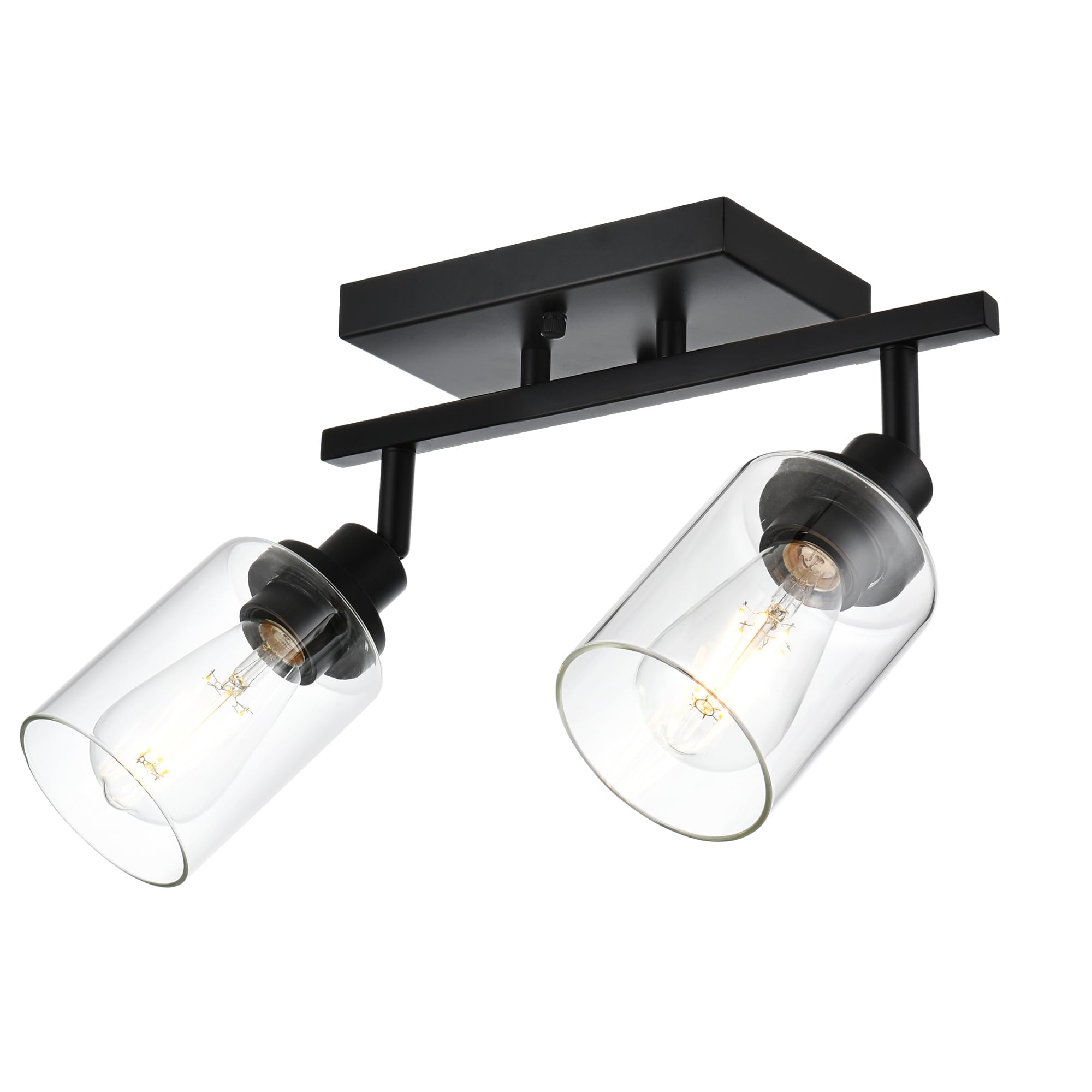 Wanluce 2-Light Track Lighting Kit Black Track Lighting Fixtures Bathroom Wall Sconces Ceiling Mount Kitchen Tracking Lights  Rotatable Spotlight With Clear Glass Shade For Kitchen Shop Hallway