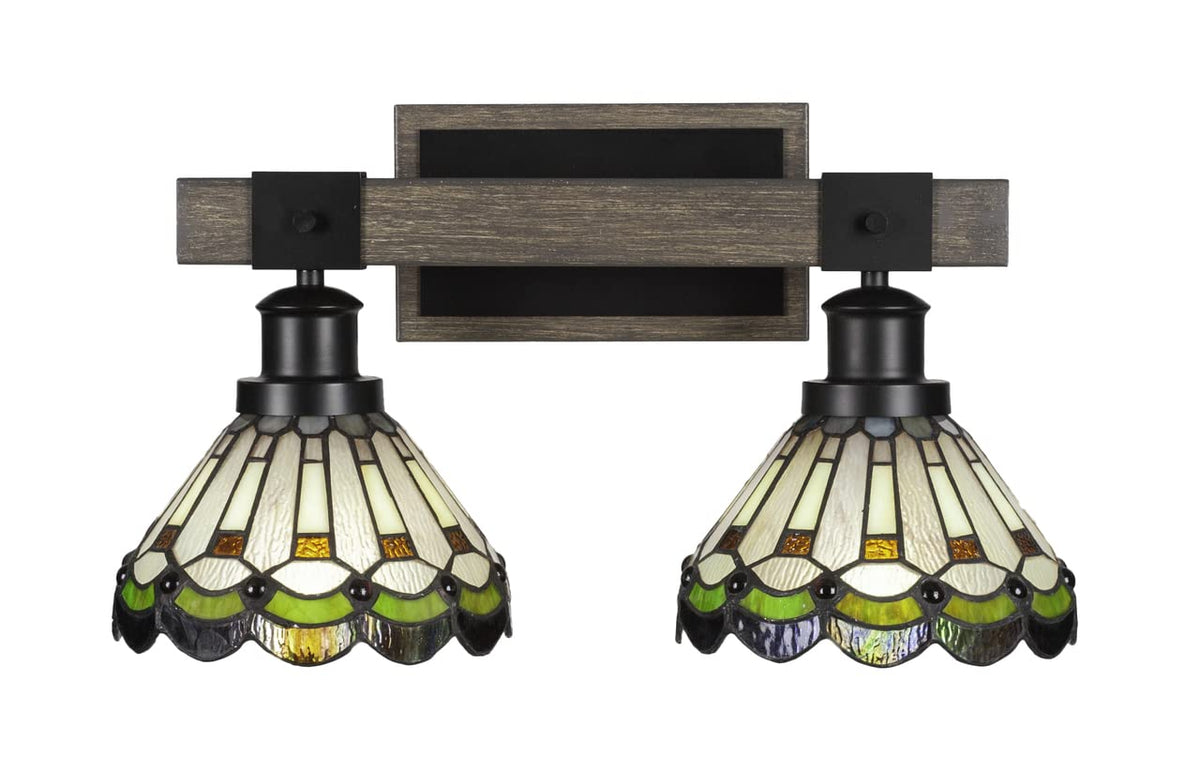 Tacoma - 2 Light Bath Bar-10 Inches Tall And Inches Wide-Black/Painted Wood Finish-Cyprus Art Glass Color
