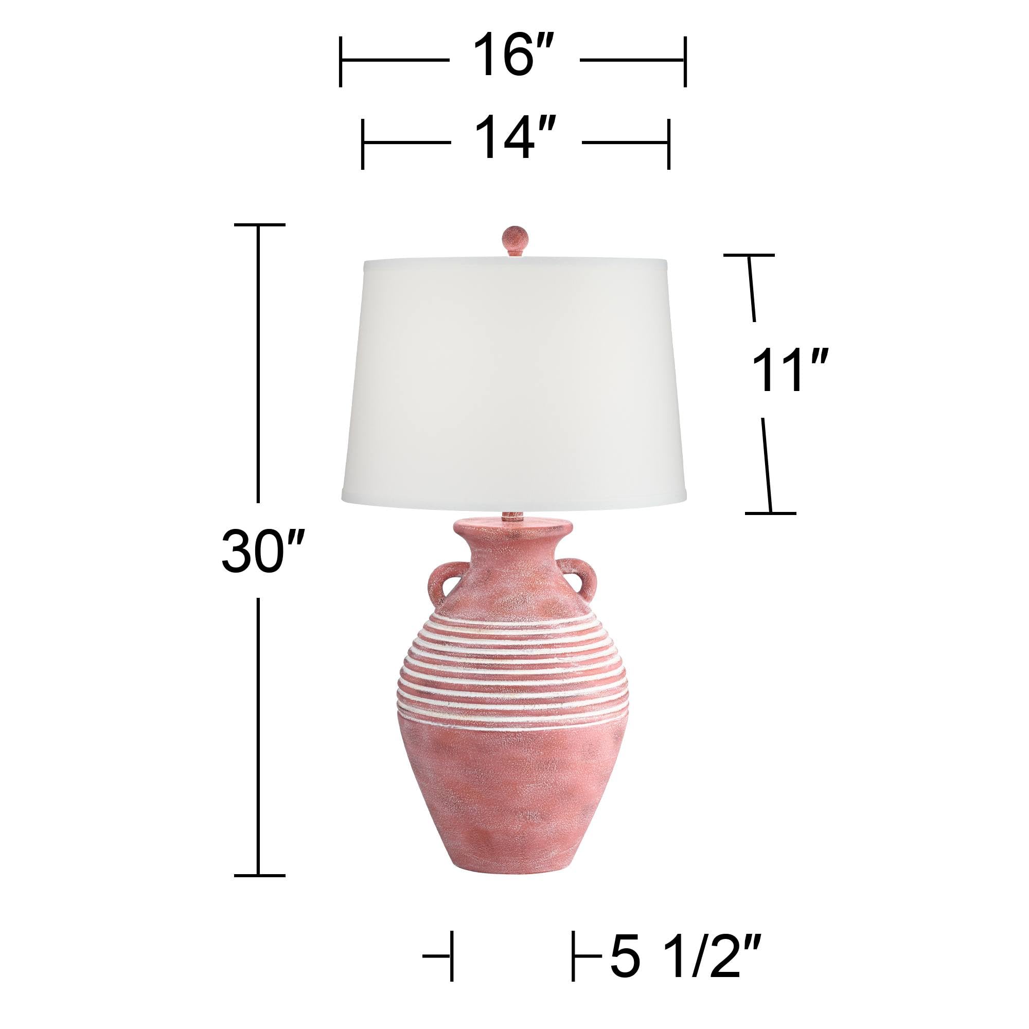John Timberland Sierra Rustic Jug Table Lamp 30" Tall, Red-Brown Resin with Linen Shade for Living Room, Bedroom, Home Office, Model 72K92