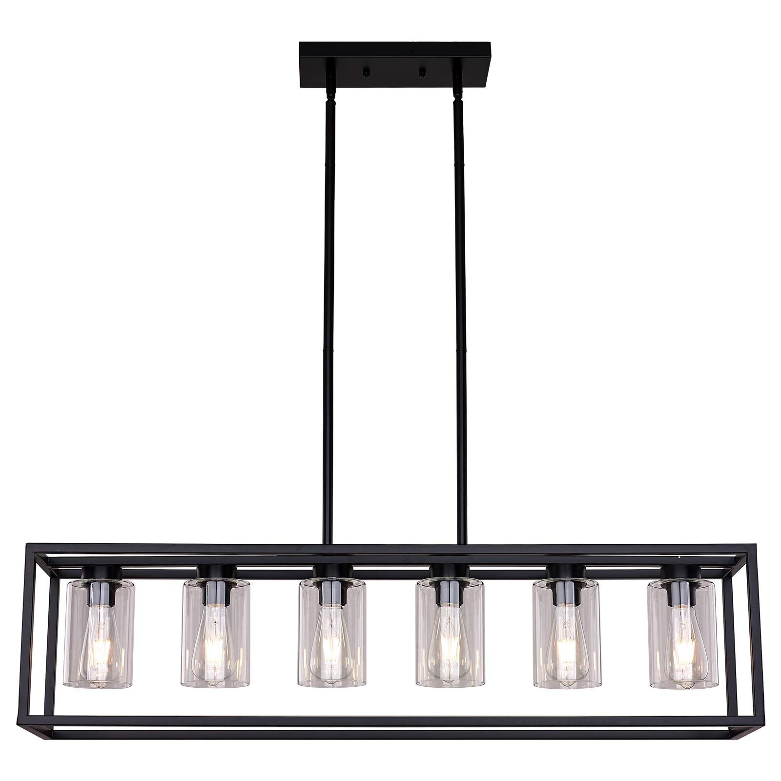 XILICON Dining Rooms Black Chandeliers,Kitchen Island Farmhouse Lighting Fixture Industrial Rustic Ceiling Hanging 6 Light Moder