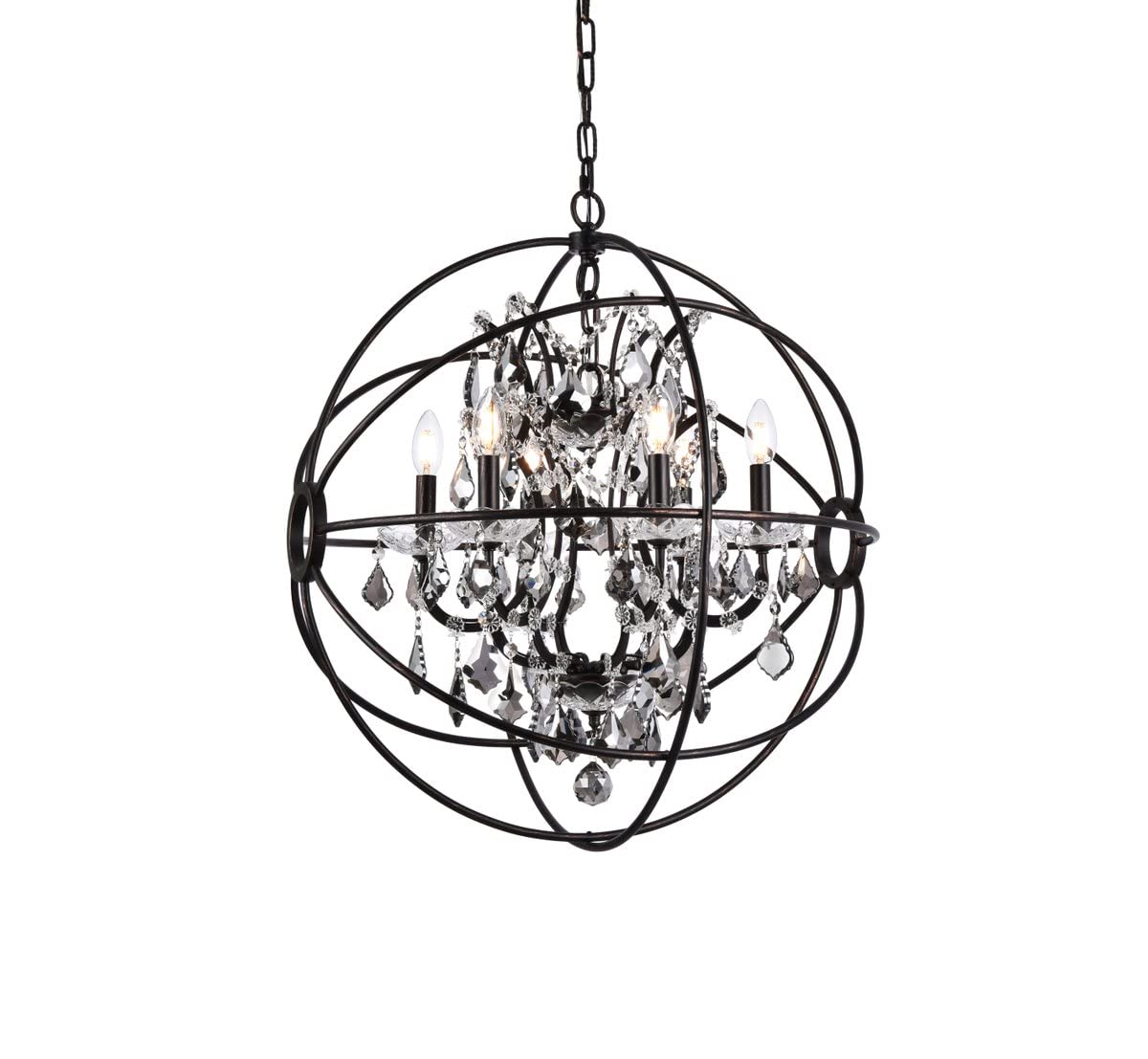 Urban Classic Geneva 6 Light Dark Bronze Chandelier Silver Shade (Grey) Royal Cut Crystal - Finish:Dark Bronze - Finish:Dark Bro