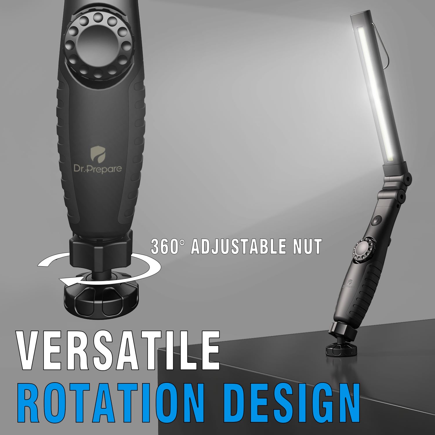 Dr. Prepare Led Work Light, 700 Lumens Foldable Rechargeable Work Light, 3200Mah Cordless Portable Magnetic Cob Led Inspection L