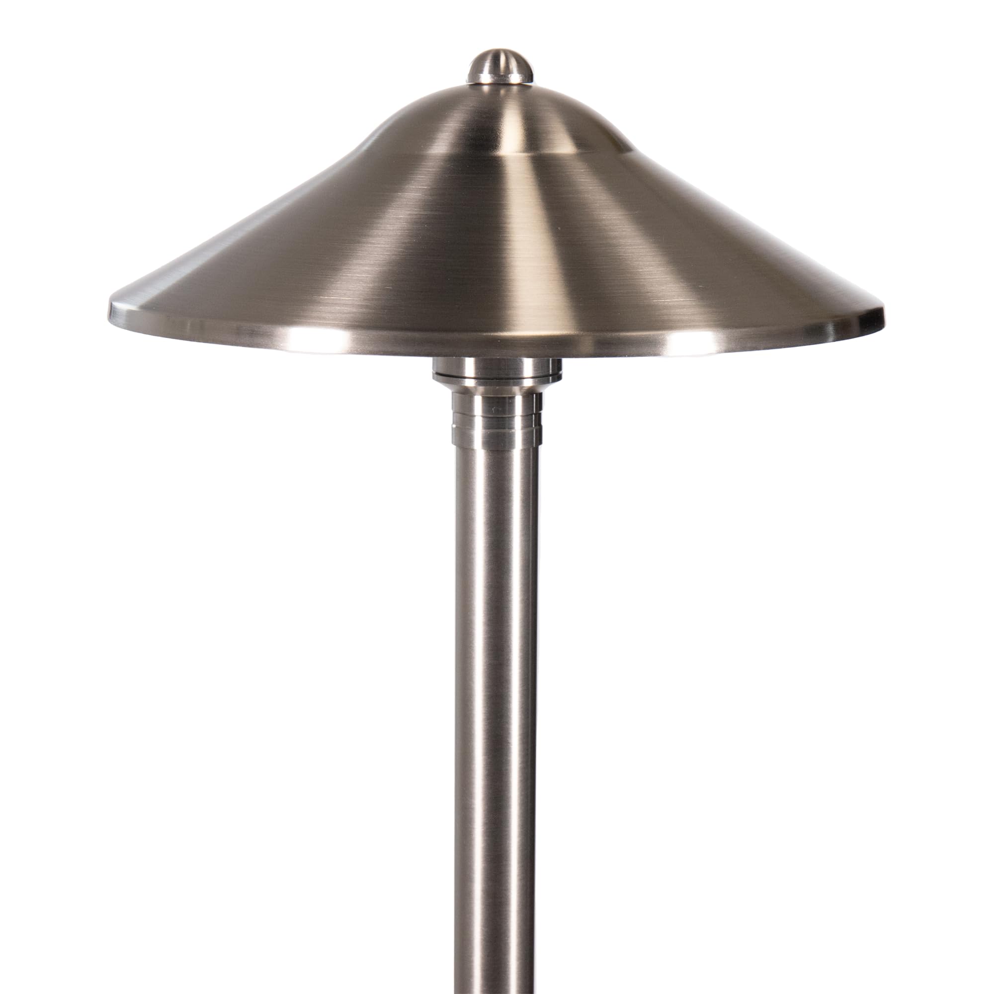 VOLT Max Spread 12V Stainless Steel Path Light (25'' Tall, 9'' Shade) for Low Voltage Landscape Lighting on Outdoor Pathway, Wal