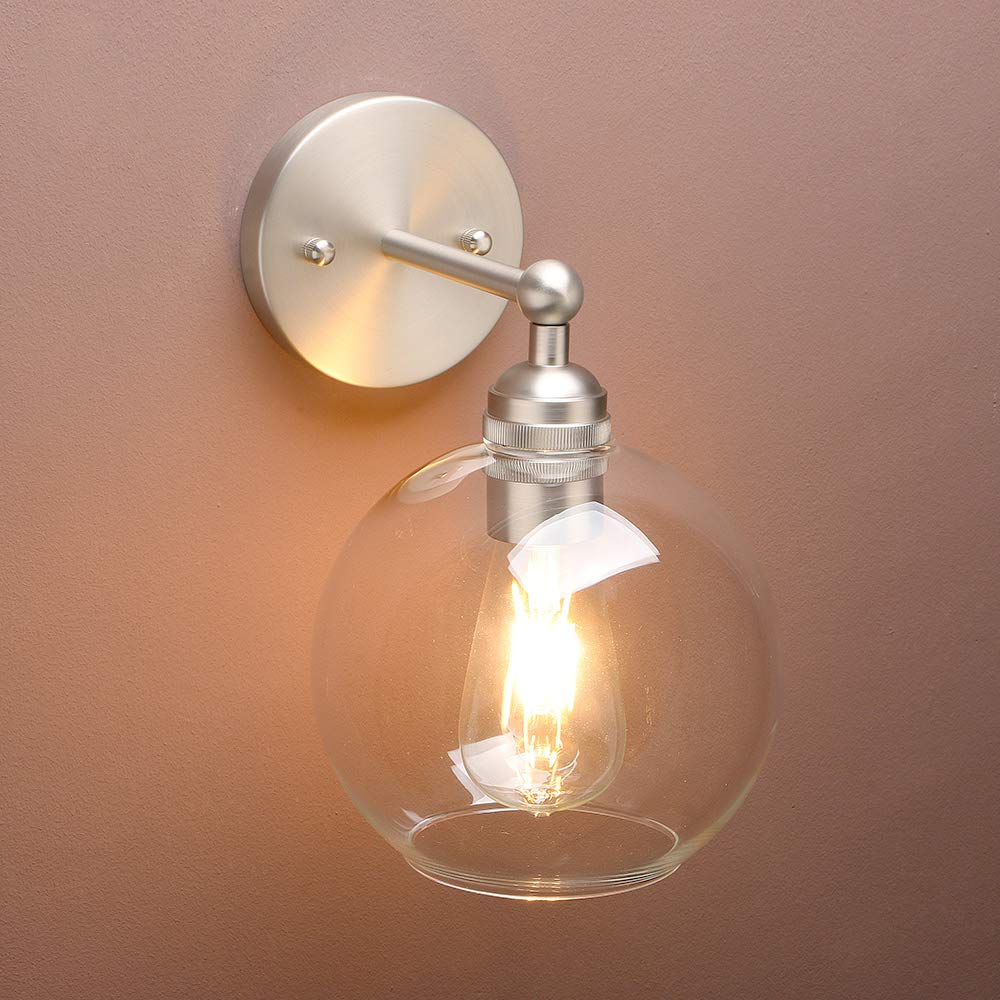 Yosoan Brass Boho Vanity Bathroom Wall Sconce, 1-Light Indoor Hardwired Wall Mounted Vintage Industrial Fixture Lights With Doub