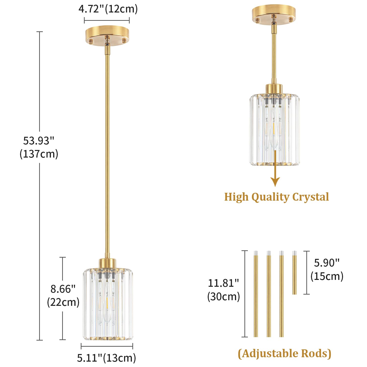 Zsmihdoh Pendant Lights Kitchen Island  Modern Brushed Gold Pendant Light Fixtures  Kitchen Hanging Lights Mini Chandelier Crystal Pendant Lighting For Island Dining Room Hallway Bedroom