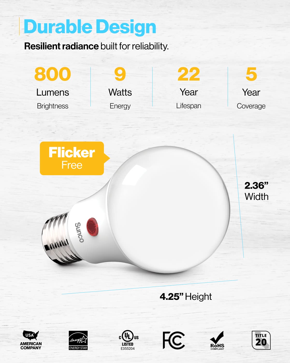 Sunco 24 Pack Dusk To Dawn Led Outdoor Light Bulb A19  Photocell Automatic For Exterior Lighting  800 Lm  9W (60W Eqv.)  5000K Daylight  Auto On/Off Sensor  Ip65 Rated Ul