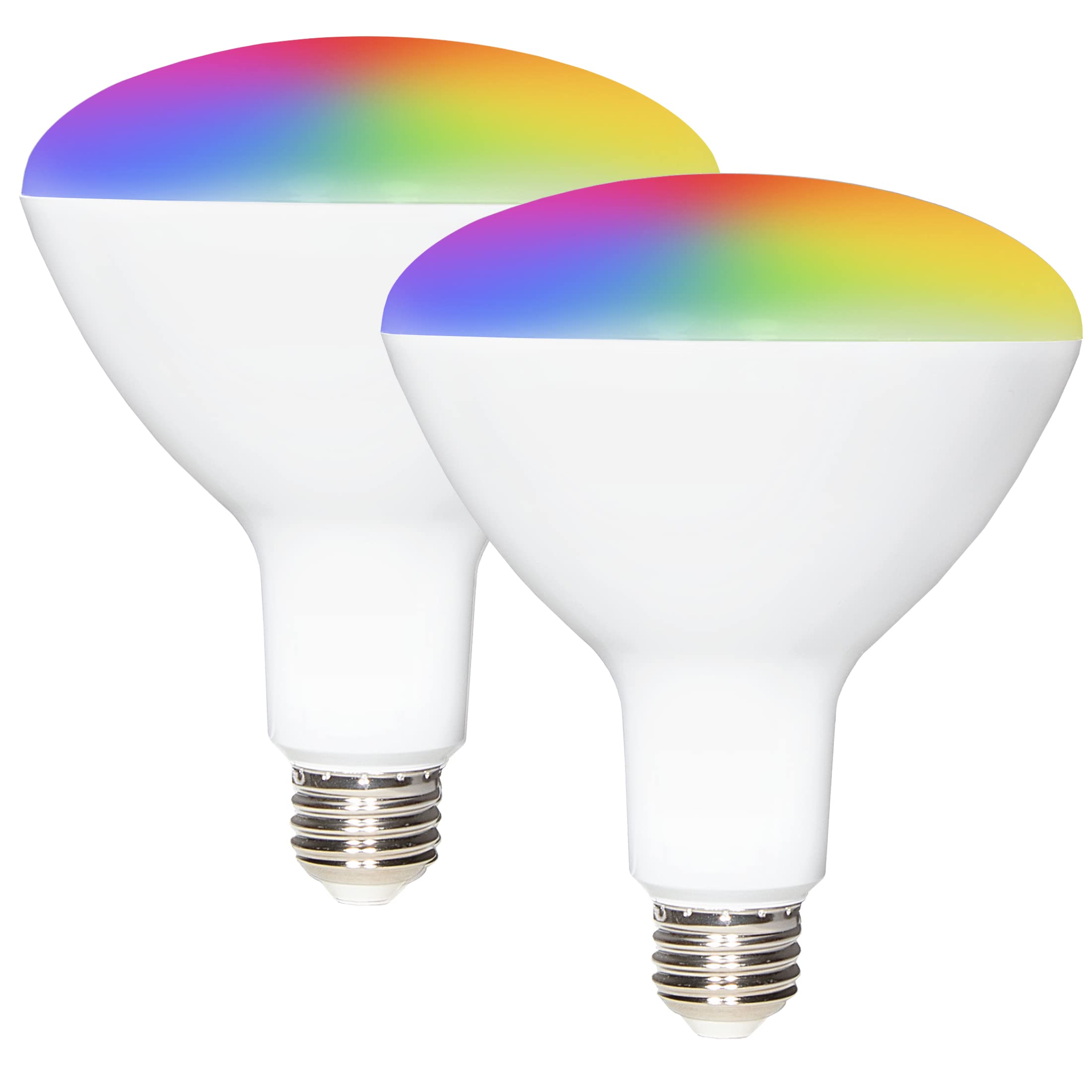 Maxxima Luvoni Smart Wifi Led Br40 Multicolor Light Bulb, Cct Selectable 2700K-6500K, 1300 Lumens, Dimmable, E26 Base, 15W, 2 Pa