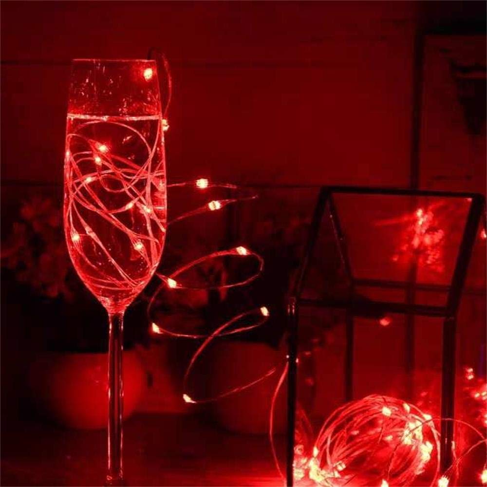 Yongzhenlite 4 Pack Battery Operated LED Fairy Lights, 10 Feet, Red, Copper Material, Indoor Mini Lights with Timer Function
