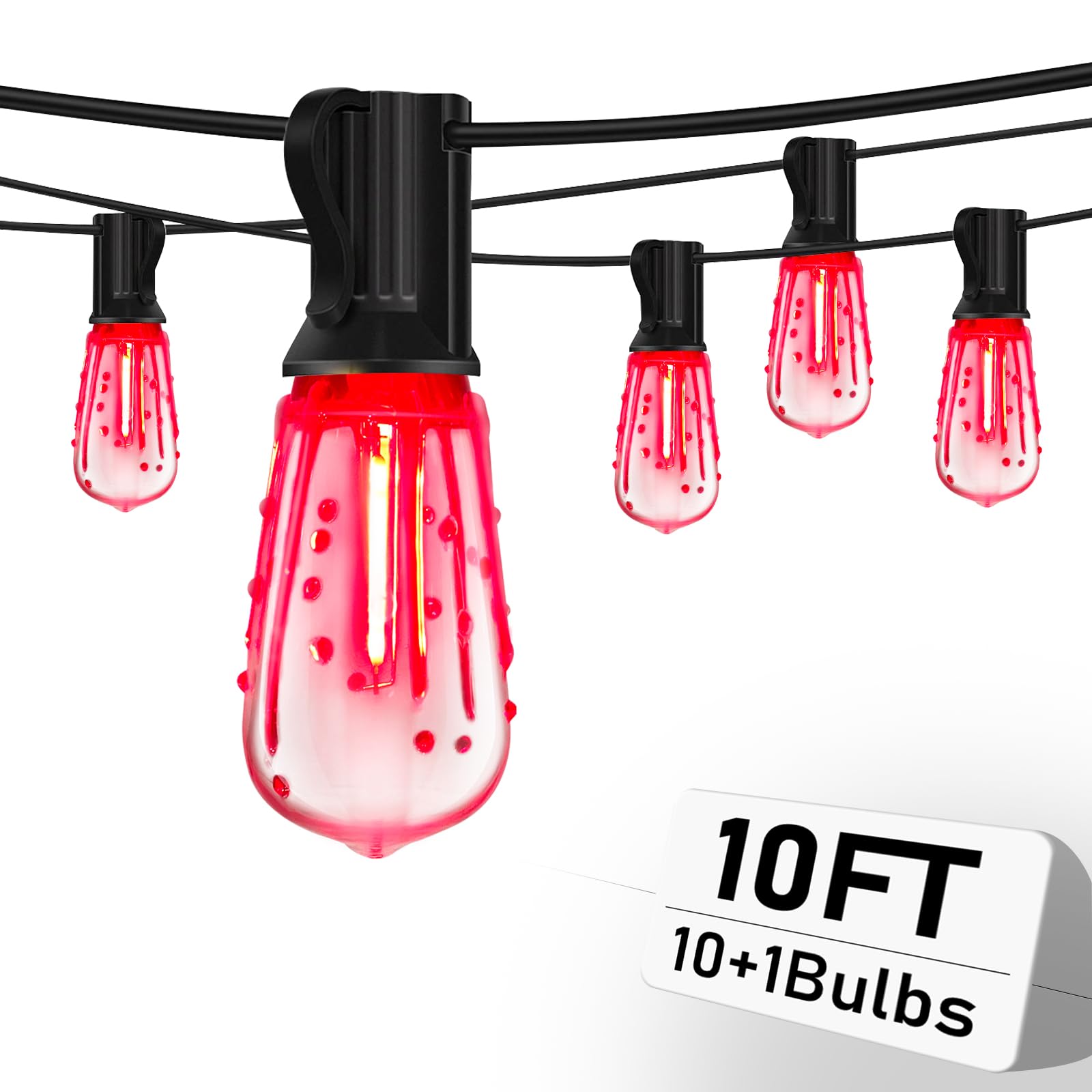 Cbebew 10Ft Halloween Led String Lights With Red Blood Drops – Spooky Outdoor Decor