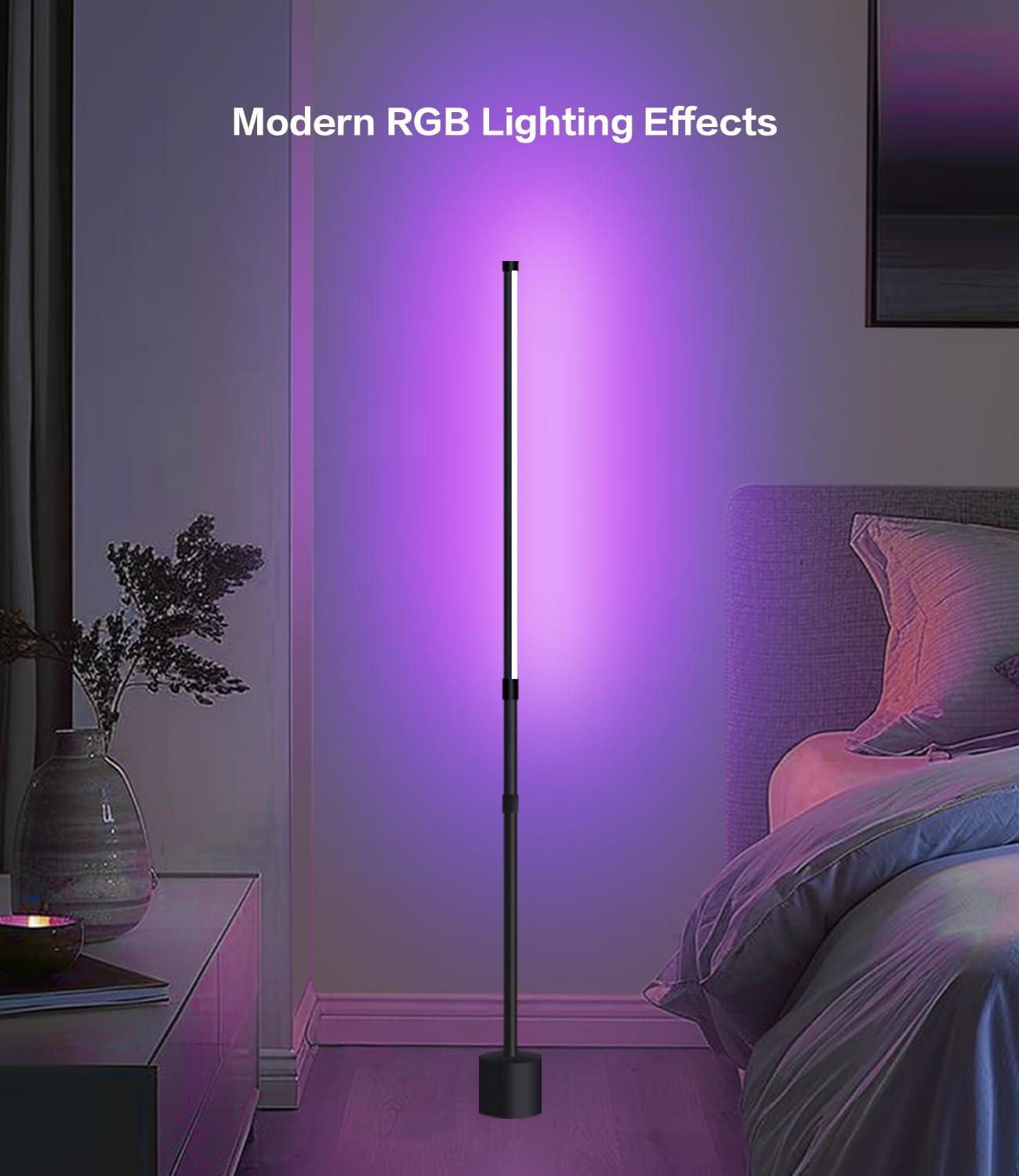 Allbluee Floor Lamp - RGB LED Corner Lamp with Remote Control, Adjustable Height,Brightness & Color Temperature Control, Ideal f