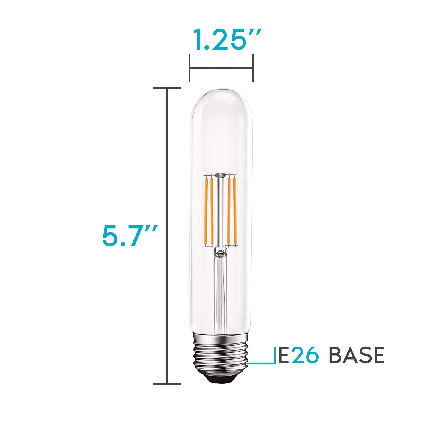 LUXRITE Vintage T9 LED Tube Light Bulbs 60W Equivalent 5W Clear Glass 2700K Warm White 4 Pack E26 Base UL Listed