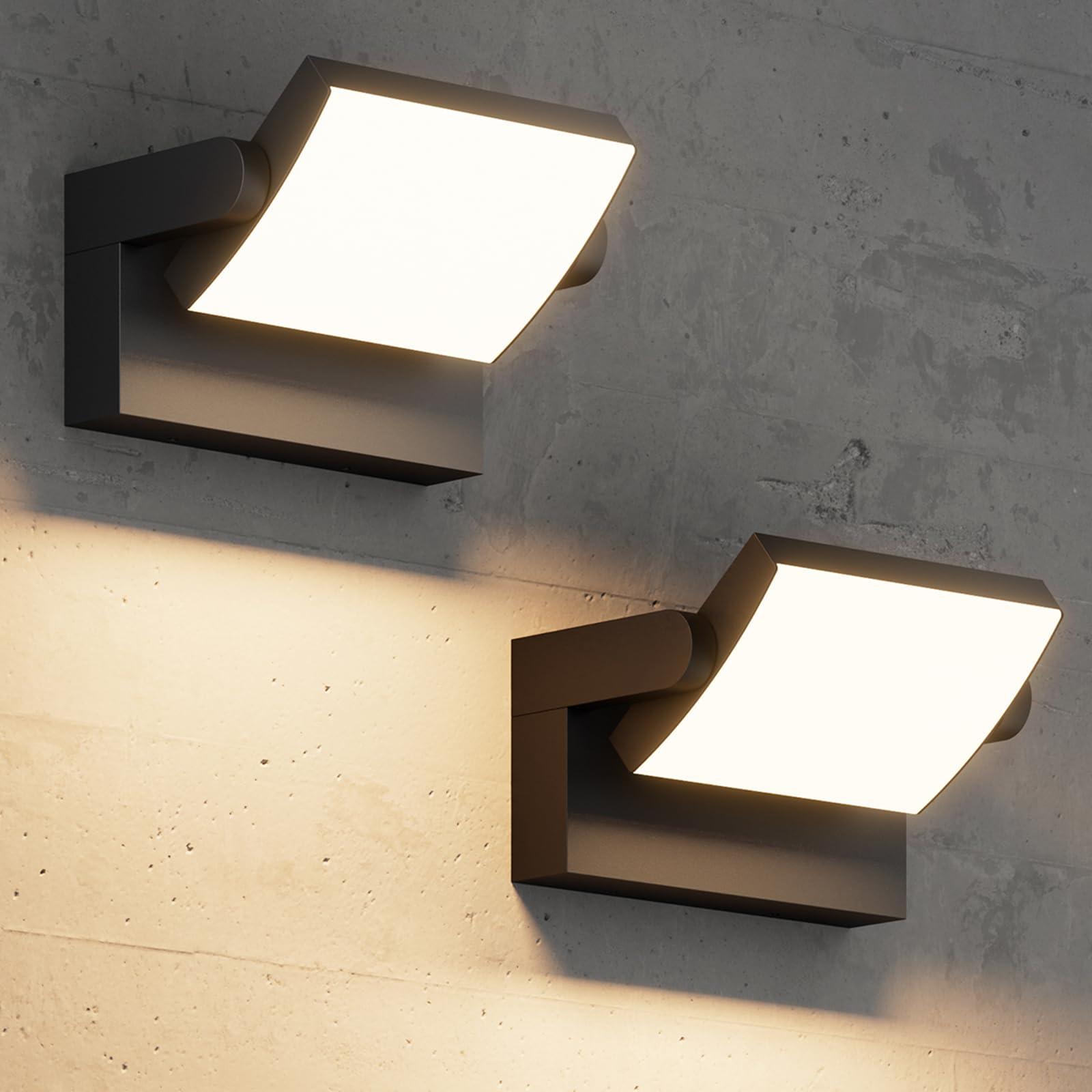 lundwa 2 Pack Modern Outdoor Lights  40W Black LED Exterior Light Fixture  3000K Outdoor Wall Sconce  IP65 Waterproof Porch Lights for House
