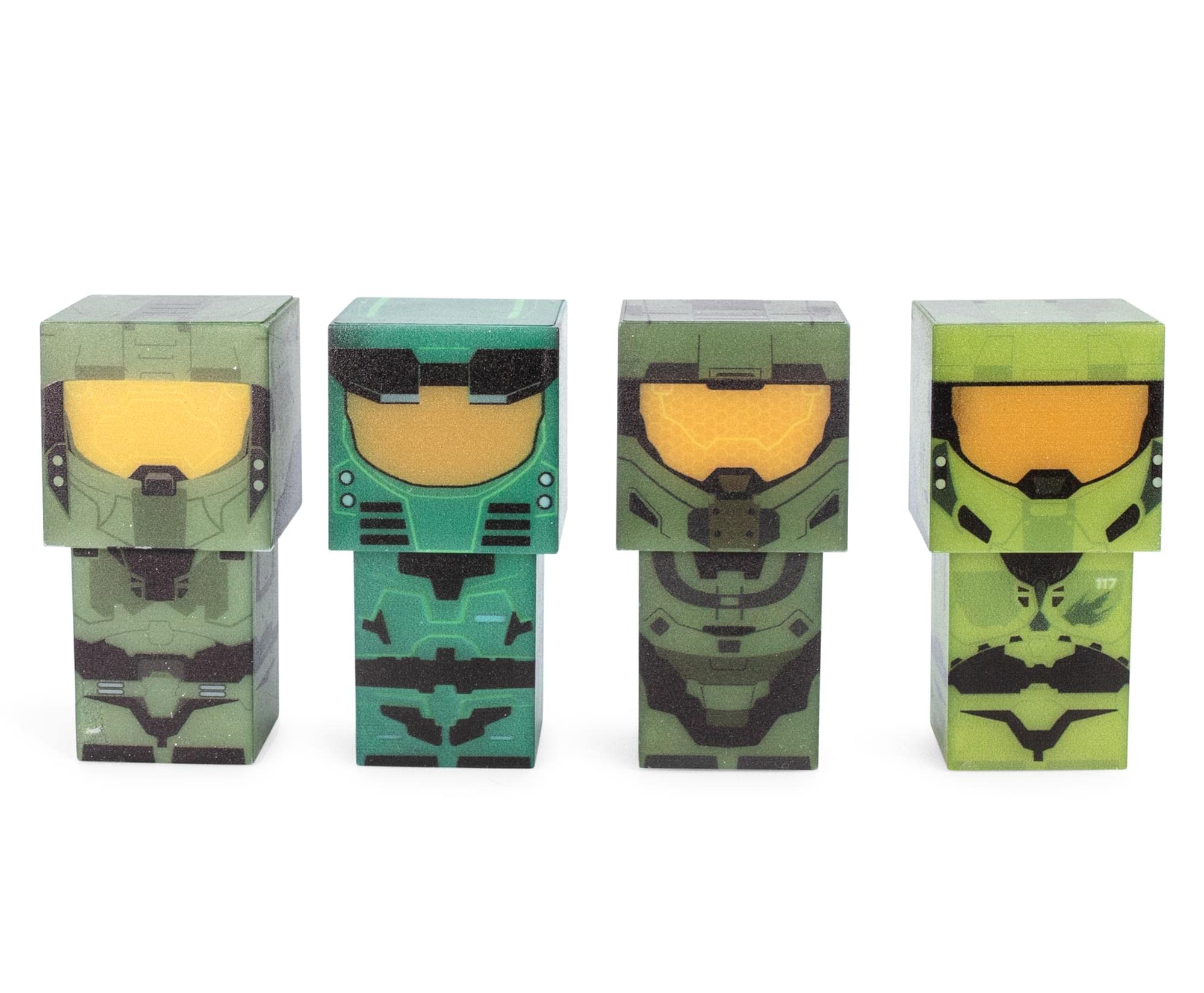 Ukonic Mini Figural Mood Lights Set of 4, LED Nightstand Lamp, Green, Model RBF-16372-C, Home Decor for Kids Room