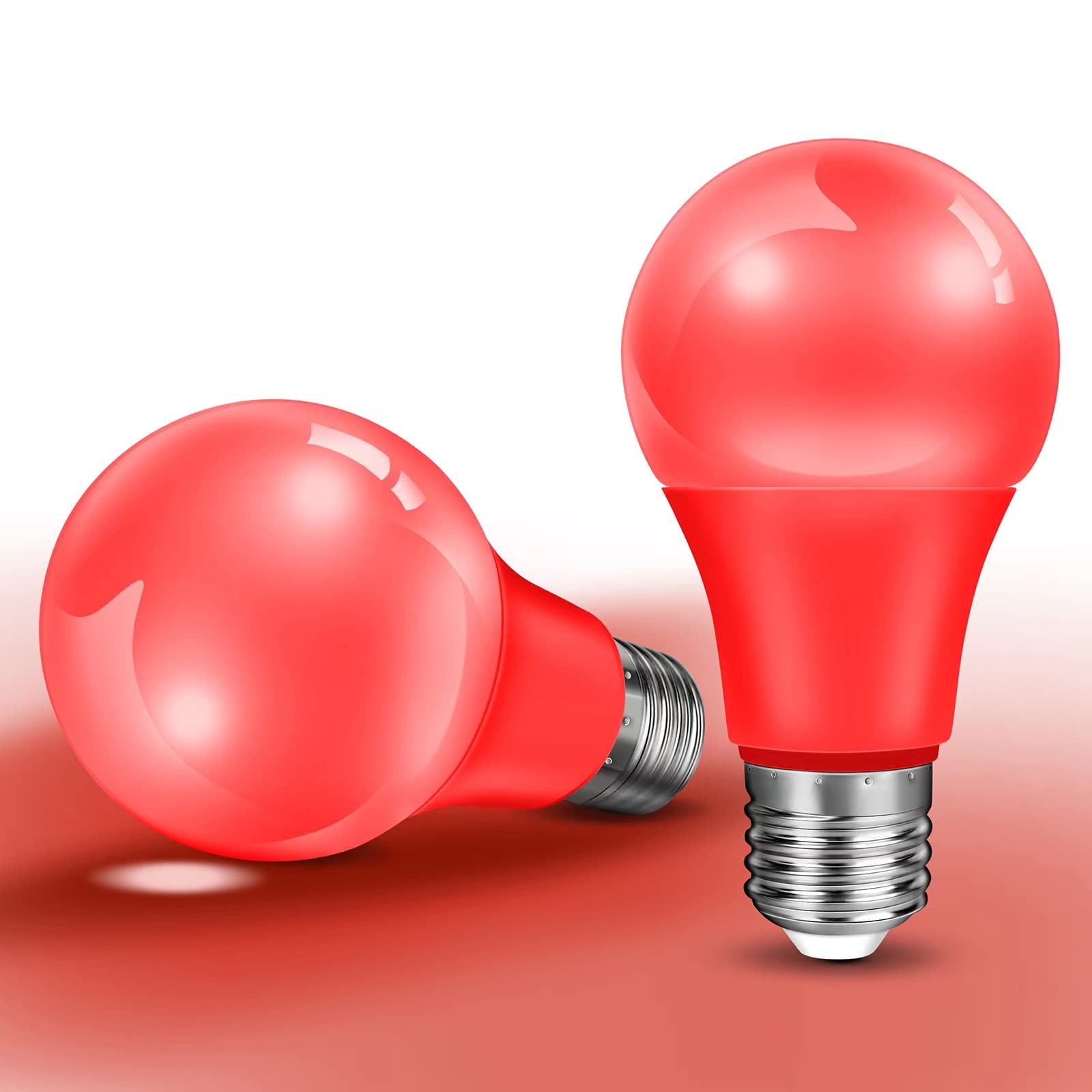 2-Pack Red Light Bulb Christmas Light Bulbs, 9W (60W Equivalent) LED Colored Light Bulb E26 Base for Christmas Halloween Home Holiday Lighting Party Wedding Bar Mood Decor