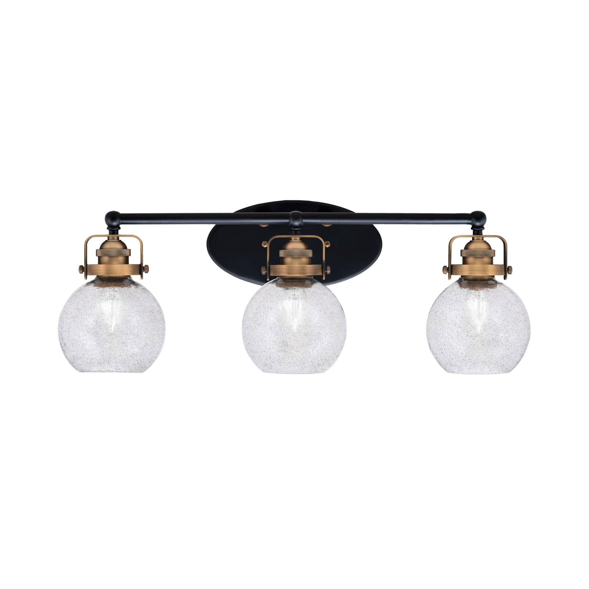 Easton 3 Light Bath Bar Shown In Matte Black & Brass Finish With 5.75" Smoke Bubble Glass