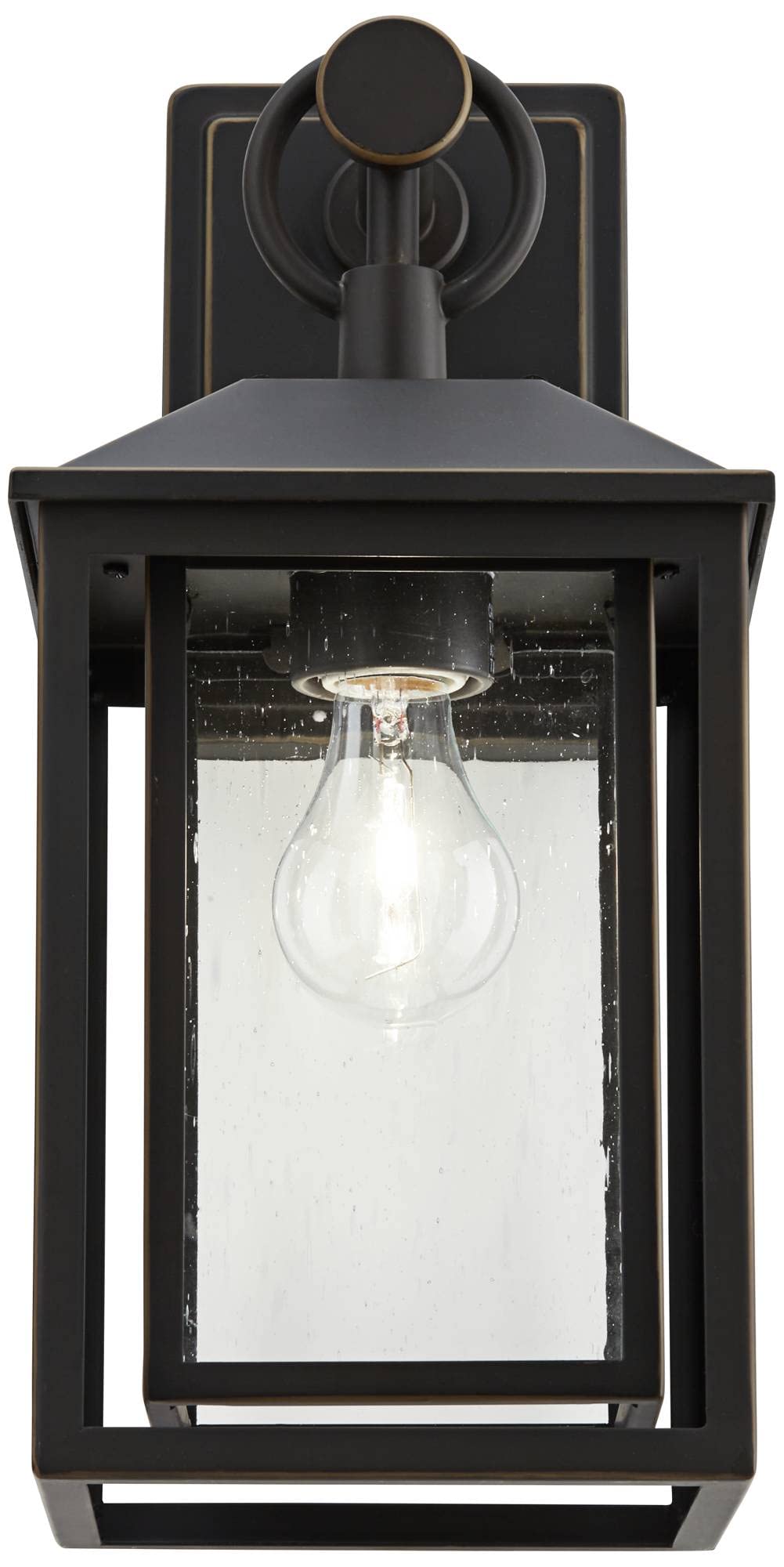 John Timberland Outdoor Wall Light Fixture, 15.25 Brown Bronze Metal With Textured Clear Glass For Porch, Patio, Deck, And Garden