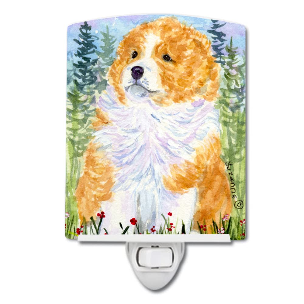 Caroline'S Treasures Ss8918Cnl Sheltie Ceramic Night Light Compact, Ul-Certified, Ideal For Bedroom, Bathroom, Nursery, Hallway, Kitchen, 6X4X3, Multicolor