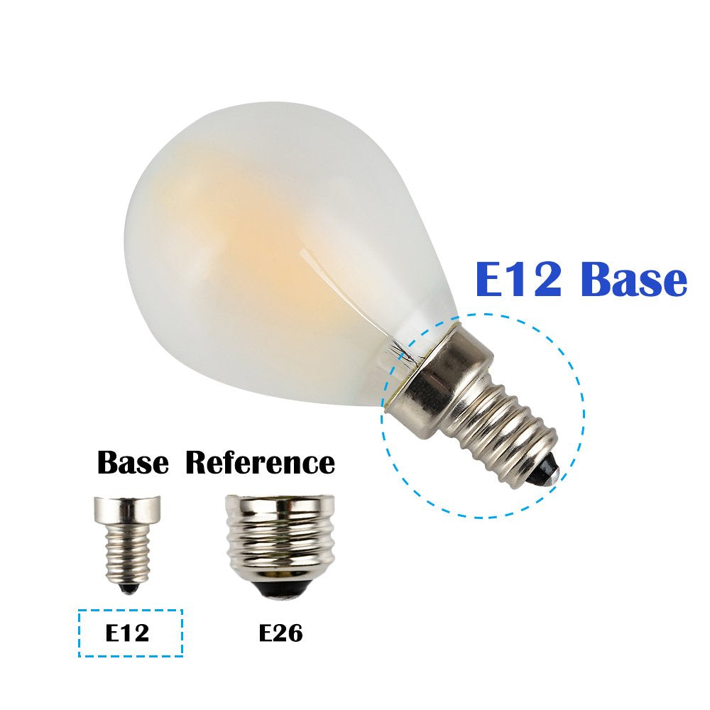 Opalray 2W Dimmable Mini Globe G45/G14 Led Bulb, Frosted Glass Housing, E12 Small Candelabra Base Lamp, Warm White 2700K 200Lm,