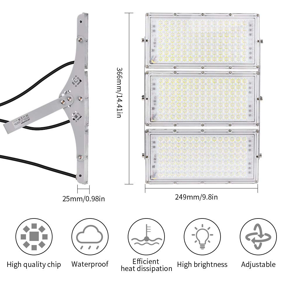 CHARON 300W LED Flood Light - 24000LM, IP66 Waterproof, Daylight White, Model Z0-722