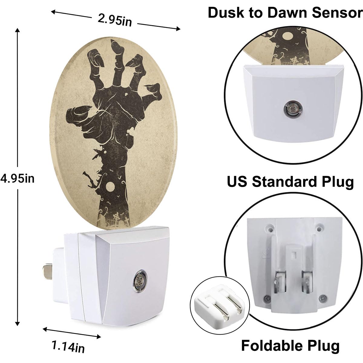 Uanvaha Zombie Hand Night Light Nightmare Before Christmas Monster Black Fingers Nail Night Lamp Led Auto On/Off For Boys Girls