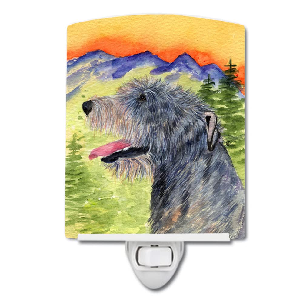 Caroline'S Treasures Ss8209Cnl Irish Wolfhound Ceramic Night Light Compact, Ul-Certified, Ideal For Bedroom, Bathroom, Nursery, Hallway, Kitchen, 6X4X3, Multicolor
