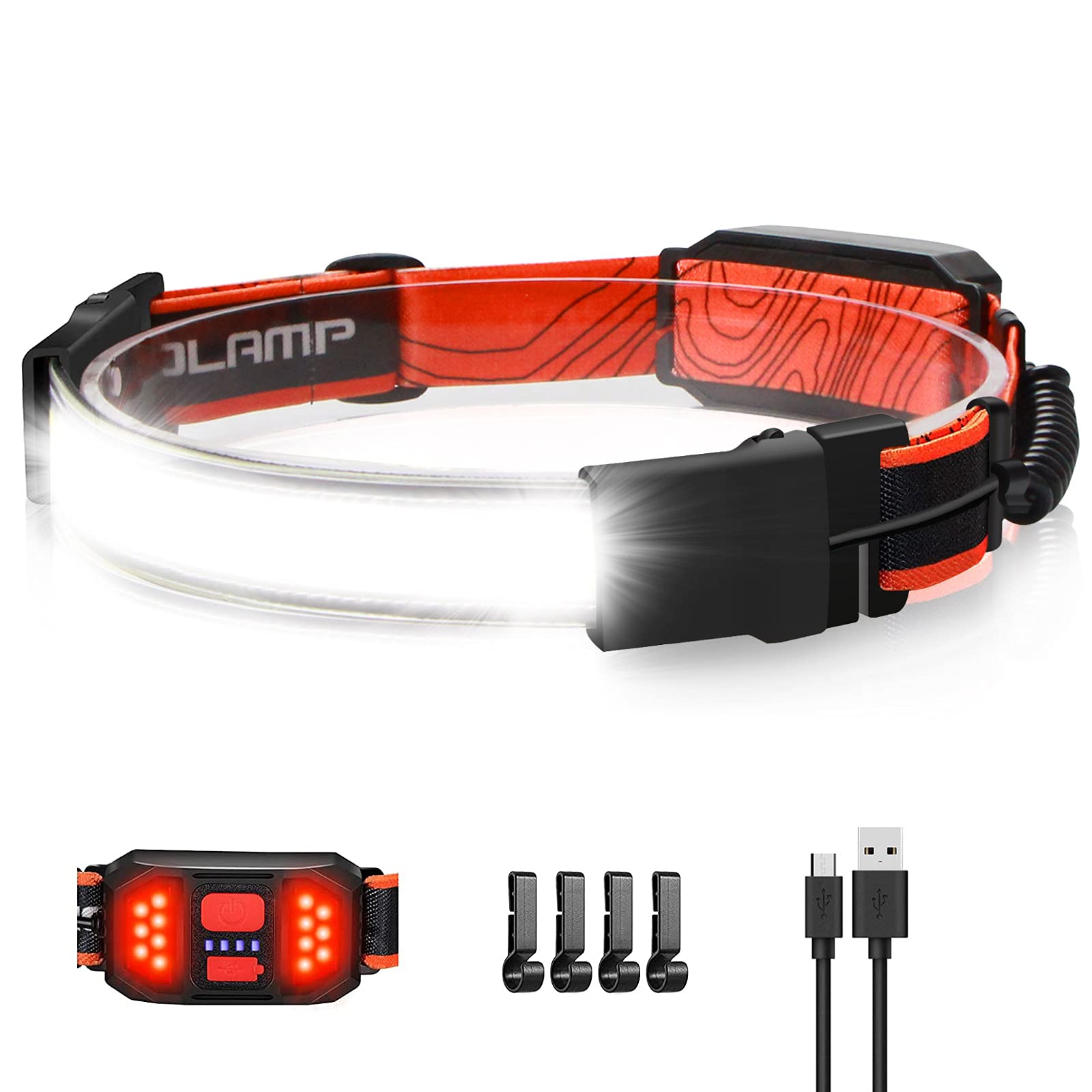Spriak LED Headlamp Flashlight 1000 Lumens USB Rechargeable Waterproof Hard Hat Model B42L1 Widebeam Headlamp Pack of 1