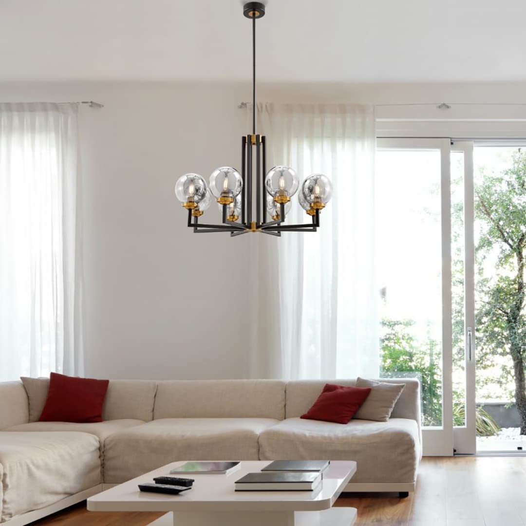 Finesse Decor Monachopsis Chandelier, Large, Metal, Gold and Black, Model CH-32402