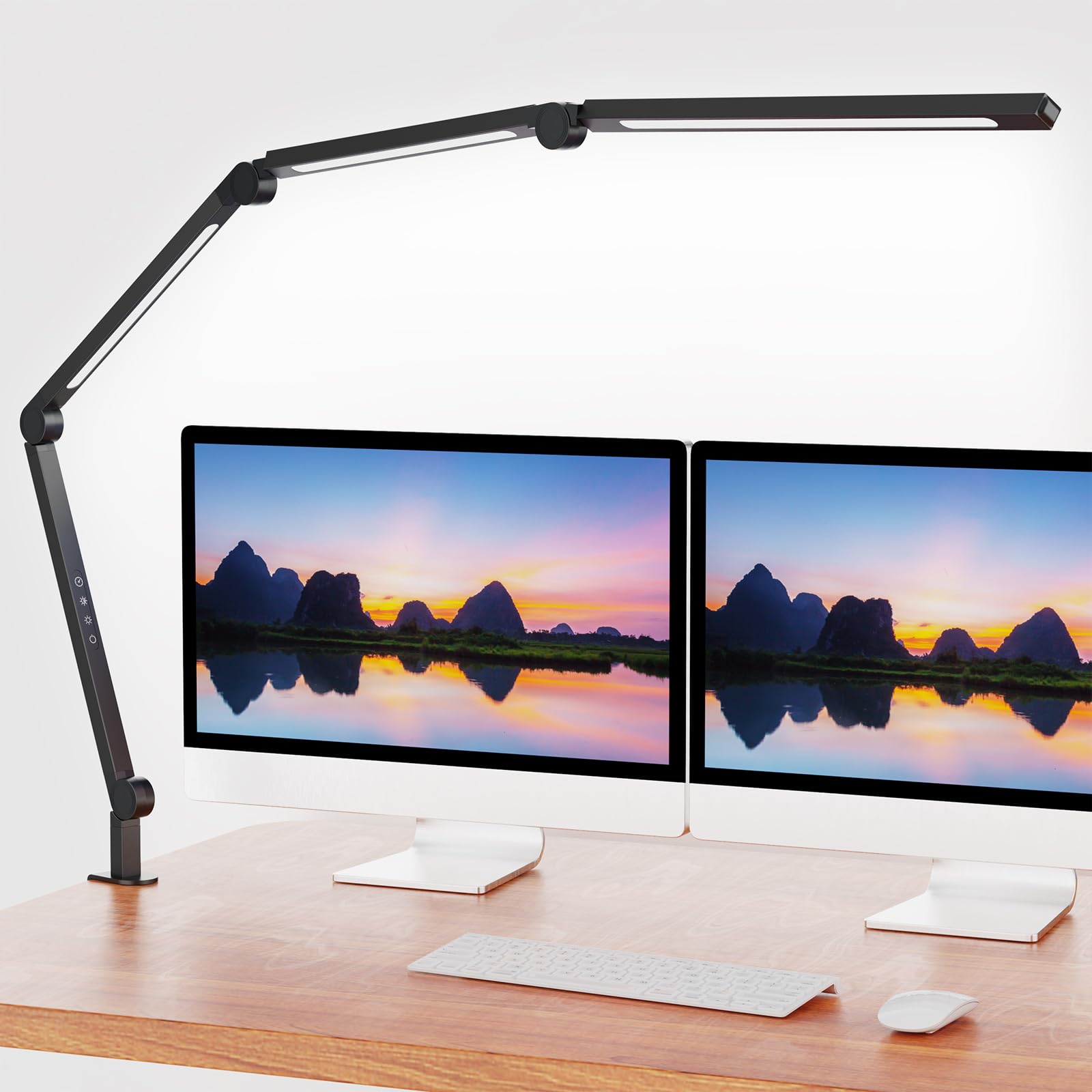 AILBTON LED Desk Lamp, Adjustable Swing Arm, Dimmable, Black, Model AILBTON-DL