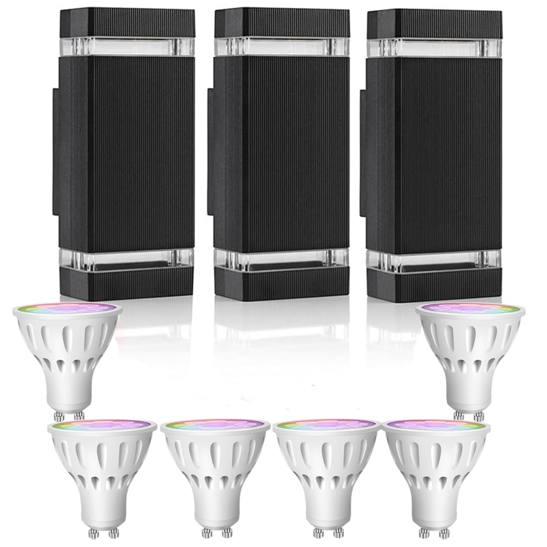 rosykite Mi.Light RF Remote Control LED Wall Light, RGB+CCT, 3 Pack, Aluminum, 2700K-6500K, Outdoor Lighting