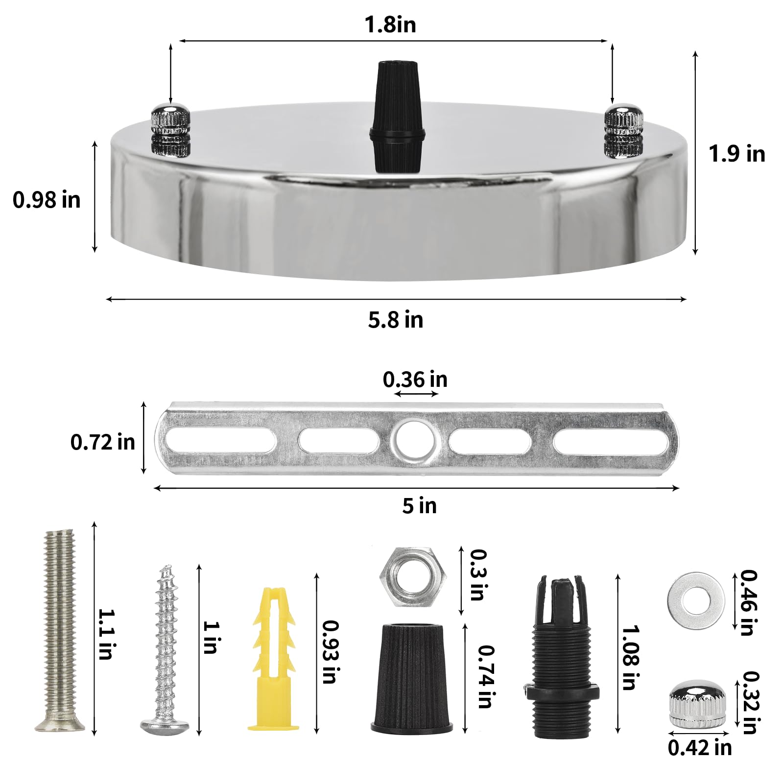 Sangle Sopffy Pendant Light Canopy Kit  5.8 Inches Ceiling Lighting Canopy Kit With All Mounting Hardware Modern Chandelier Ceiling Plate Cover For Pendant Lighting Fixtures (Silver  5.8 Inch)