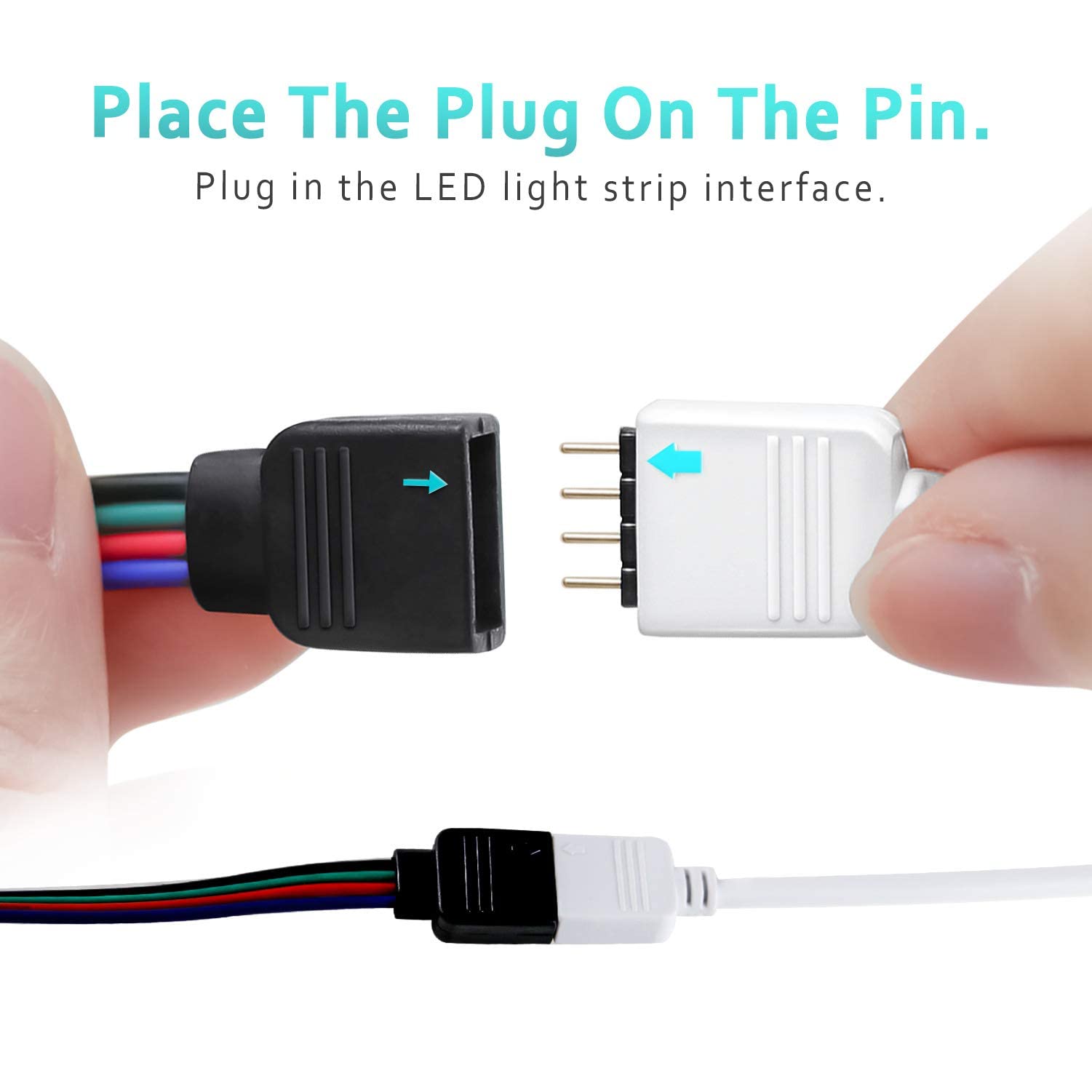 Nelyeqwo 4 Pack RGB Extension Cable, 6.5ft PVC 4 Pin ATX Connector, 72W 24V DC, Black