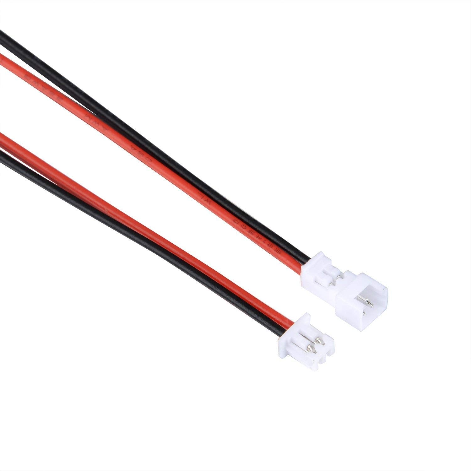 EBOOT JST 2 Pin Micro Connector Plugs - 20 Pairs, 1.25mm, Black, 10cm Wire, Plastic, Model 10099220