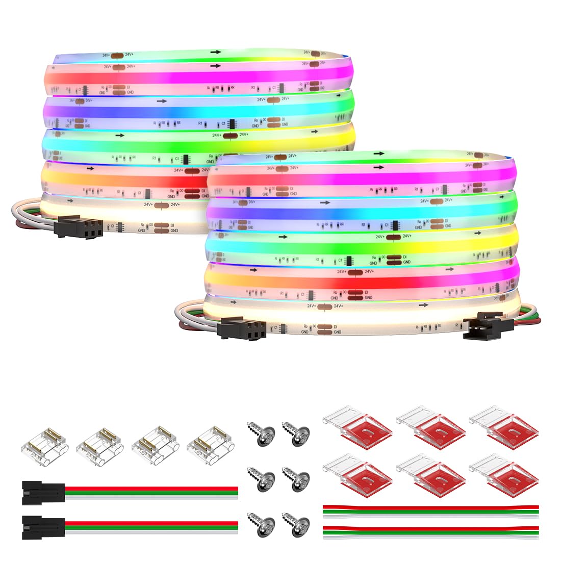Btf-Lighting Fcob Ip66 Cob Led Strip Ws2814 Ic Rgbw 4000K 2X16.4Ft Total 32.8Ft 784Led/M Dc24V Flexible High Density Light 10Mm Width For Indoor Decor(No Adapter Or Controller)