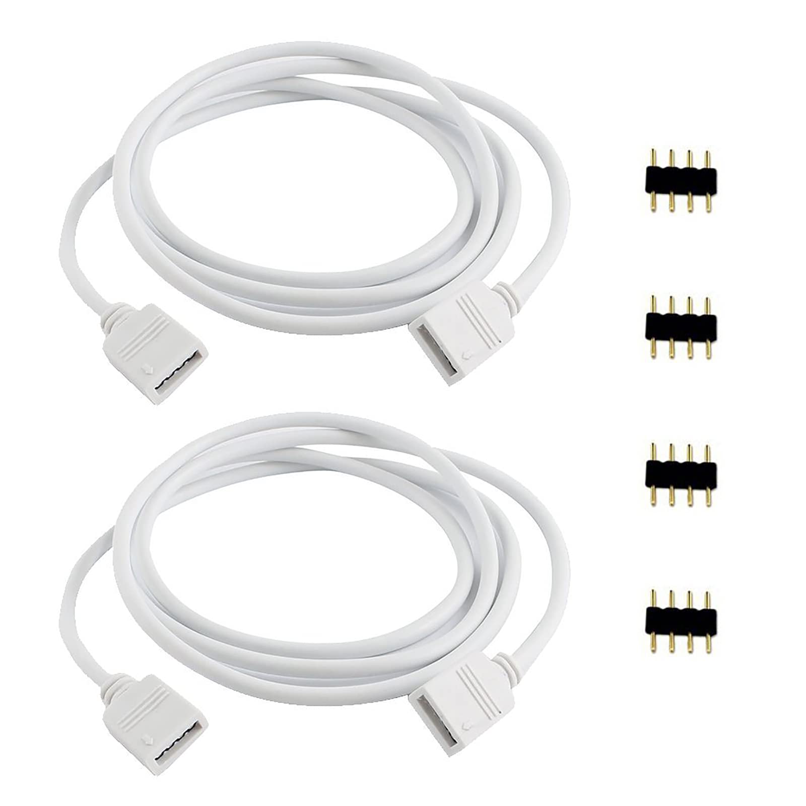 RGBZONE 2M Extension Cable for SMD 5050 RGB LED Strip Light, 6.6ft, Includes 4pcs 4pin Connectors, Plastic, Model FB5141AC