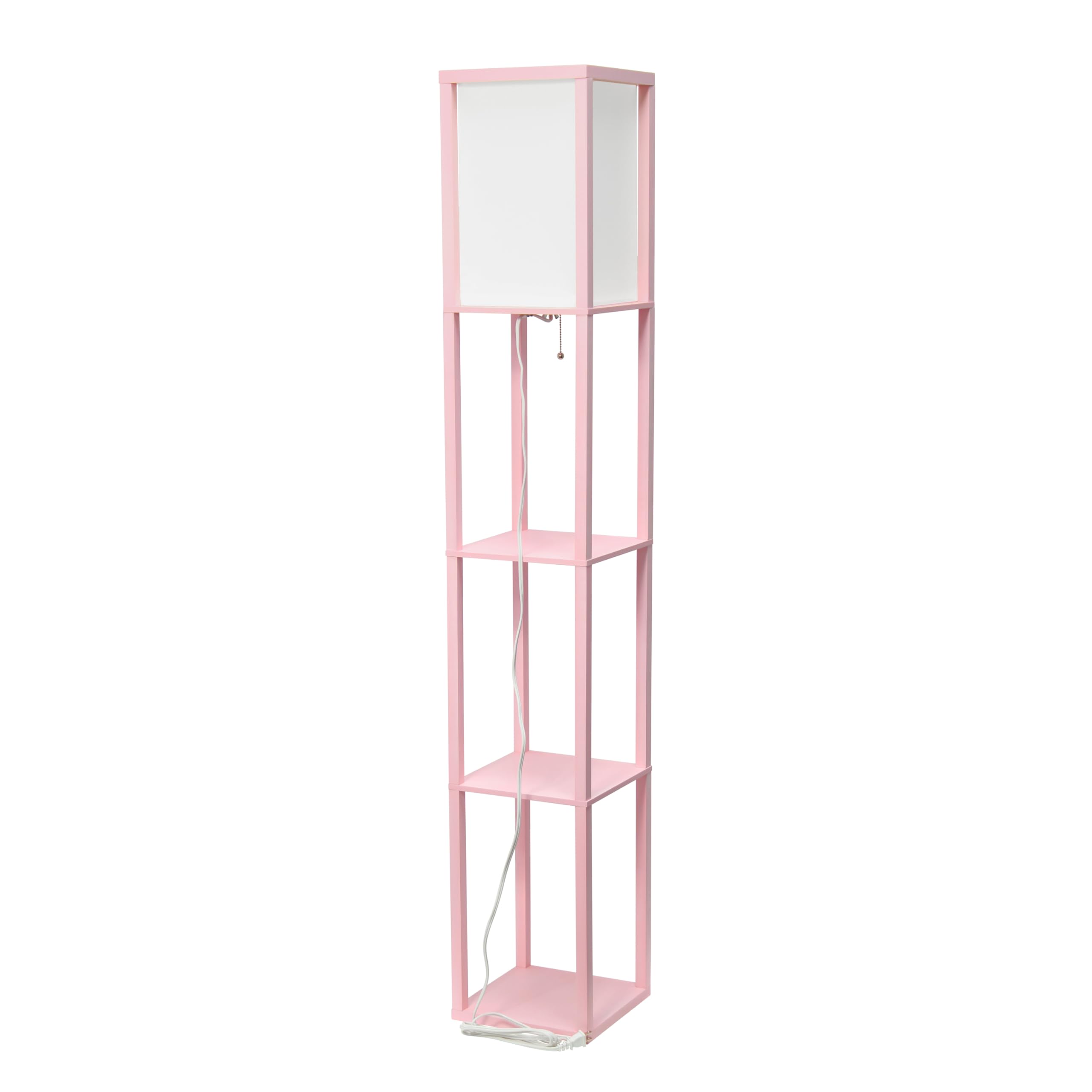 LALIA HOME Column Shelf Floor Lamp, Wood, Light Pink, 10.14 x 10.14 x 62.75, Model LHF-3004-LP