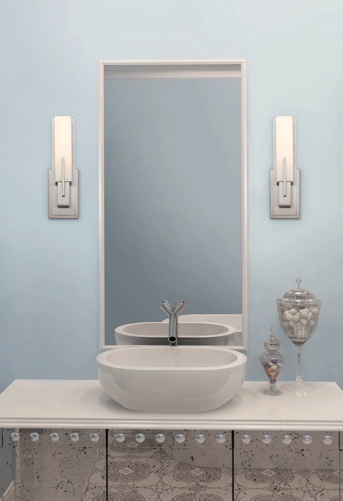 Possini Euro Design Midtown Modern Wall Light Sconce Satin Nickel Hardwired 4 1/2'' Wide Fixture White Glass Rectangular Shade F