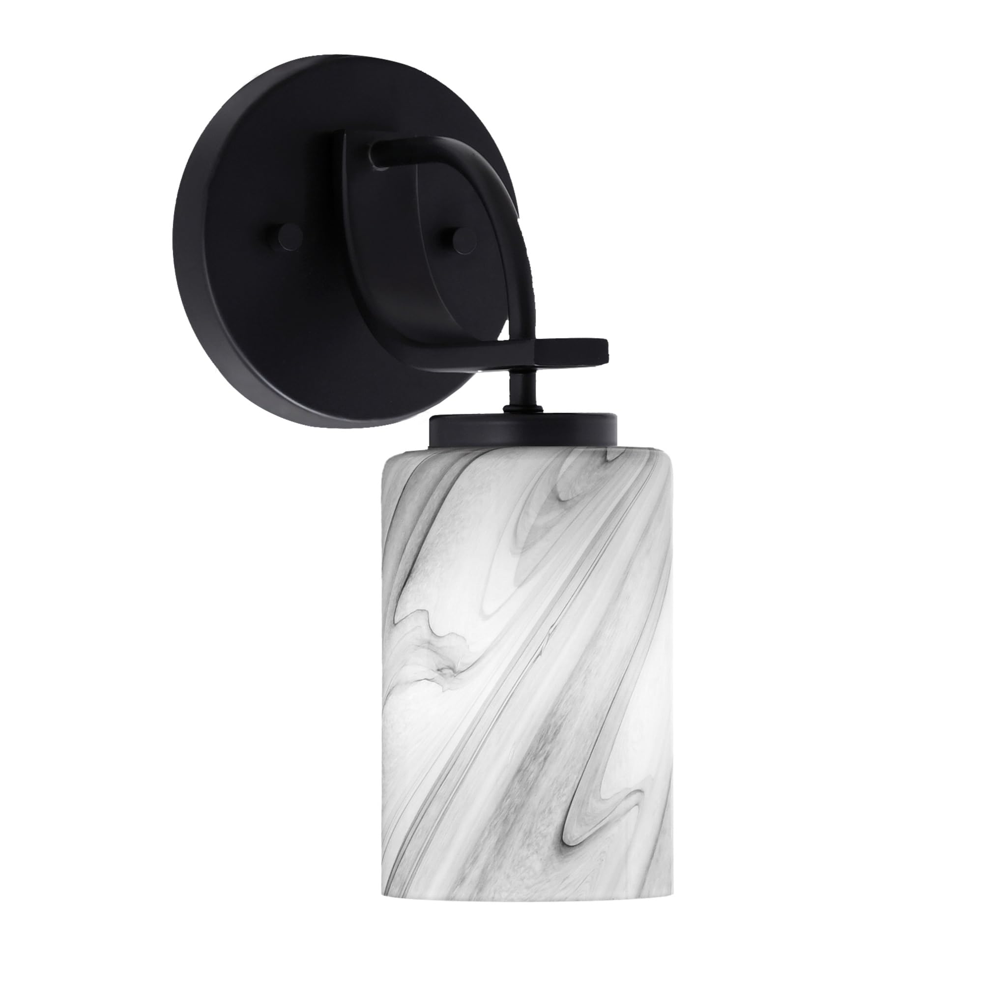 Cavella 1 Light Wall Sconce Shown In Matte Black Finish With 4" Onyx Swirl Glass