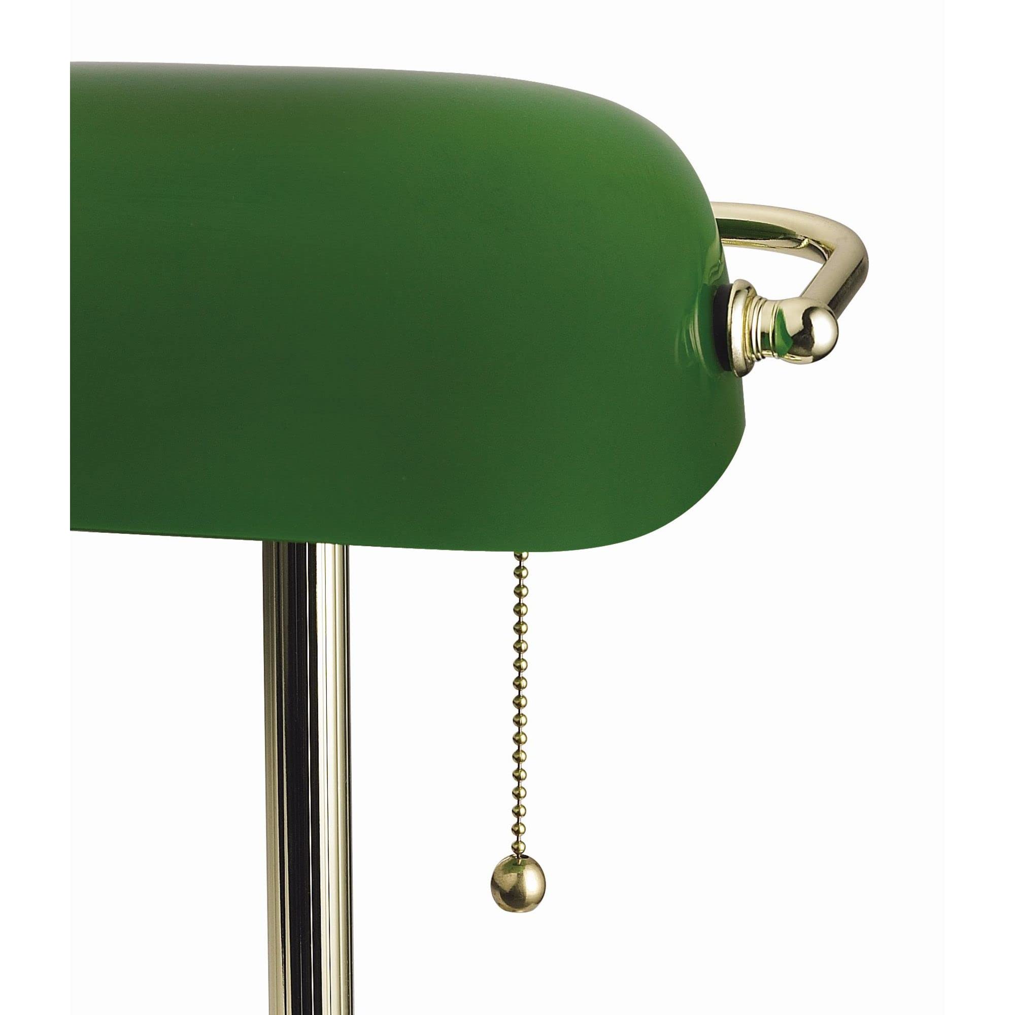 Catalina Lighting Traditional Desk Lamp, 13.5in Green Glass, Smart Home Capable, Model 17466-017
