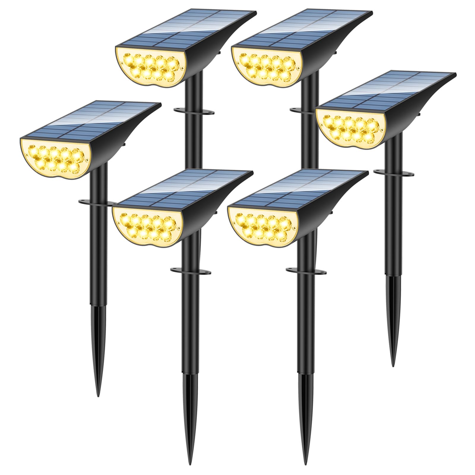 ZOOKKI Solar Spot Lights Outdoor, Solar Lights Outdoor Waterproof IP65, 3 Brightness Modes Dusk to Dawn Landscape Spotlights for Yard Garden Pathway Tree Decoration, Warm White, 6 Pack