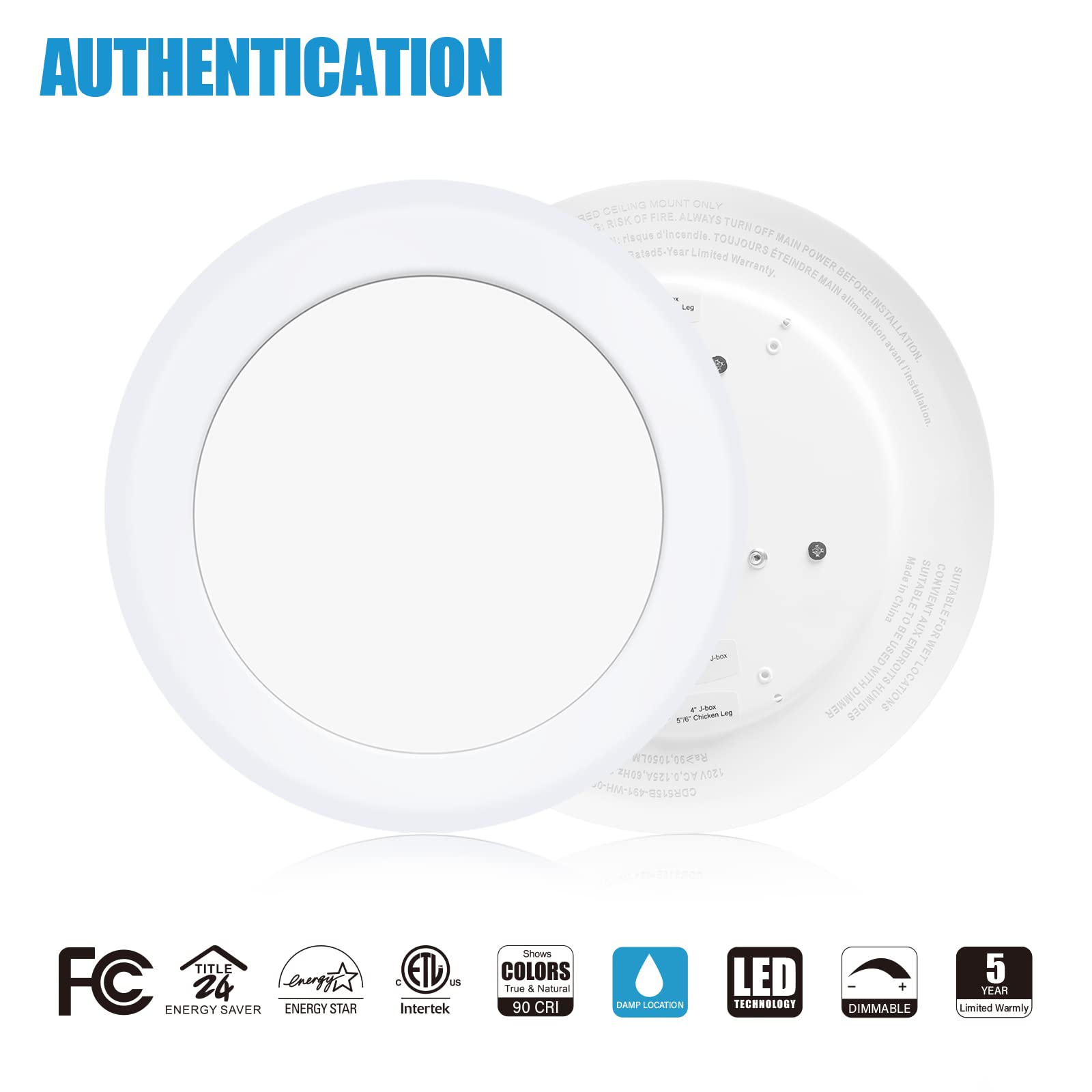 ECOELER 6" LED Low Profile Disk Light, 16.5W Ultra Thin, Aluminum, 5000K Daylight, Energy Star, 4-Pack