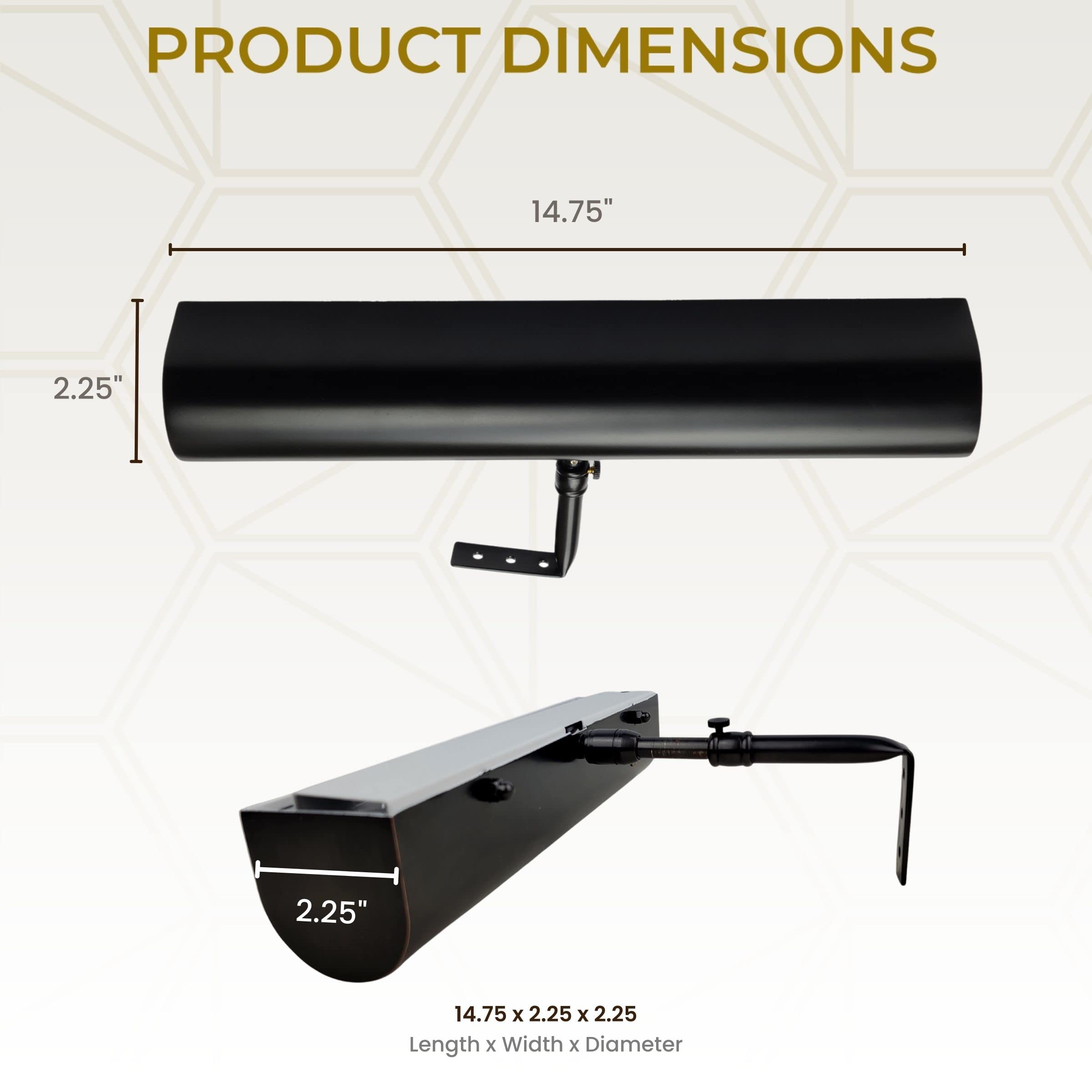 Royal Designs, Inc. Cordless Remote Control Led Picture Light, Dimmable With Timer Function, Black, 14.75 Inches, 2 Pack