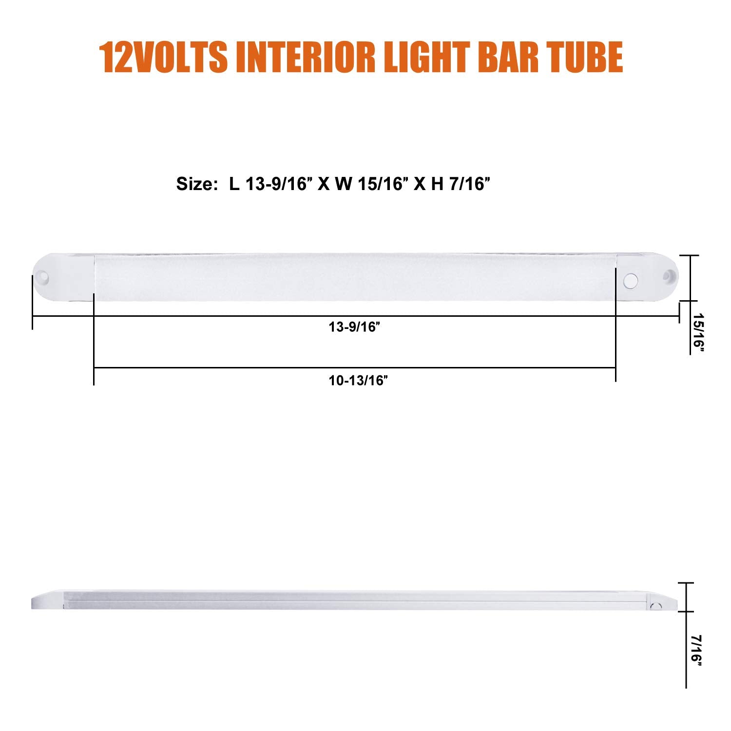 Facon 13-Inch LED RV Interior Light, 3000K Warm White, Aluminum, 12V with On/Off Switch, Model YD-2002-12SW