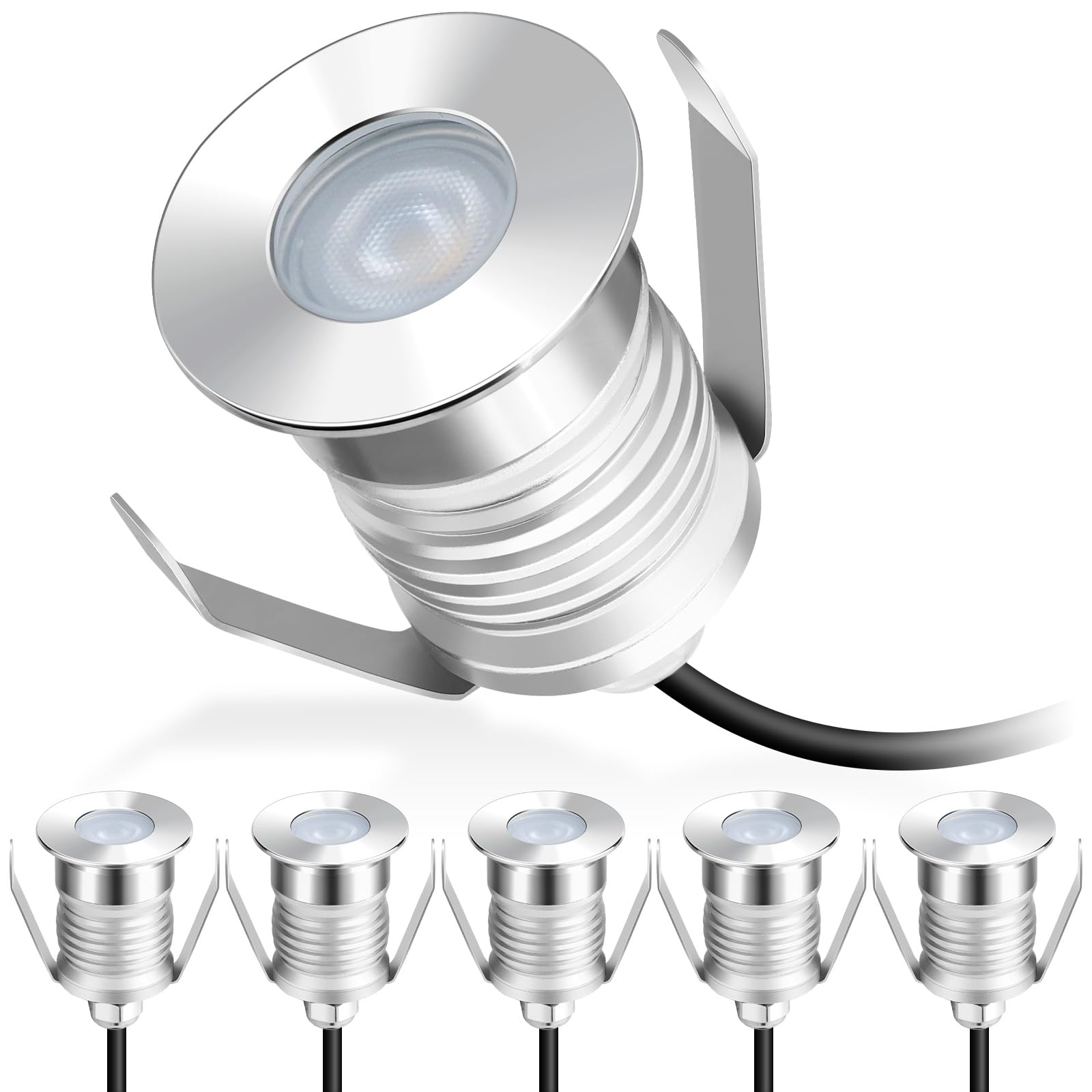 Gardencoin Recessed LED Deck Light, Heavy Duty Soffit and Stair Lighting Outdoor, 1W 12-24V Low Voltage Landscape In Ground Well