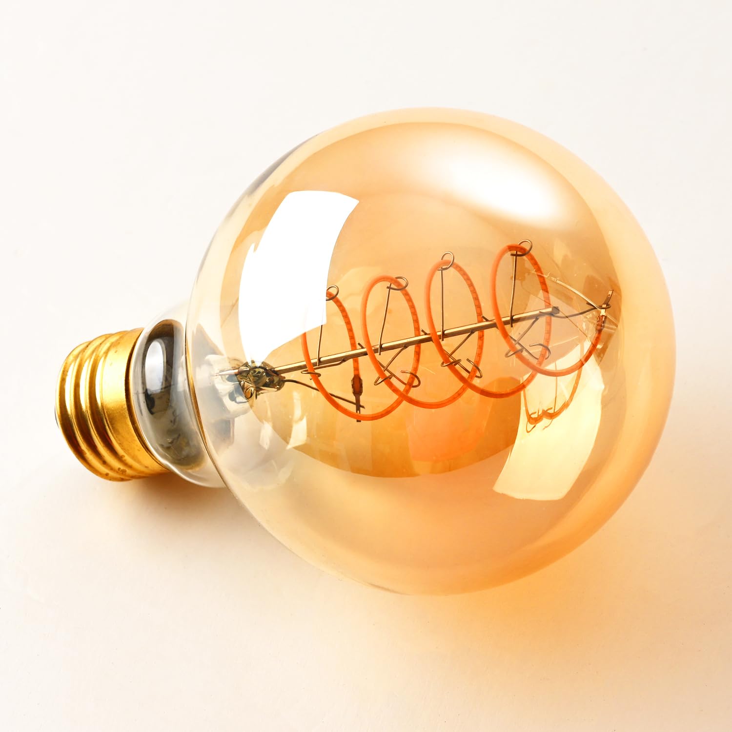 Leools Vintage Led Spiral Filament Bulb G25/G80 Dimmable Flick-Free 6W Cri95 Led Edison Globe Light Bulb E26 Base,Amber Glass,Wa