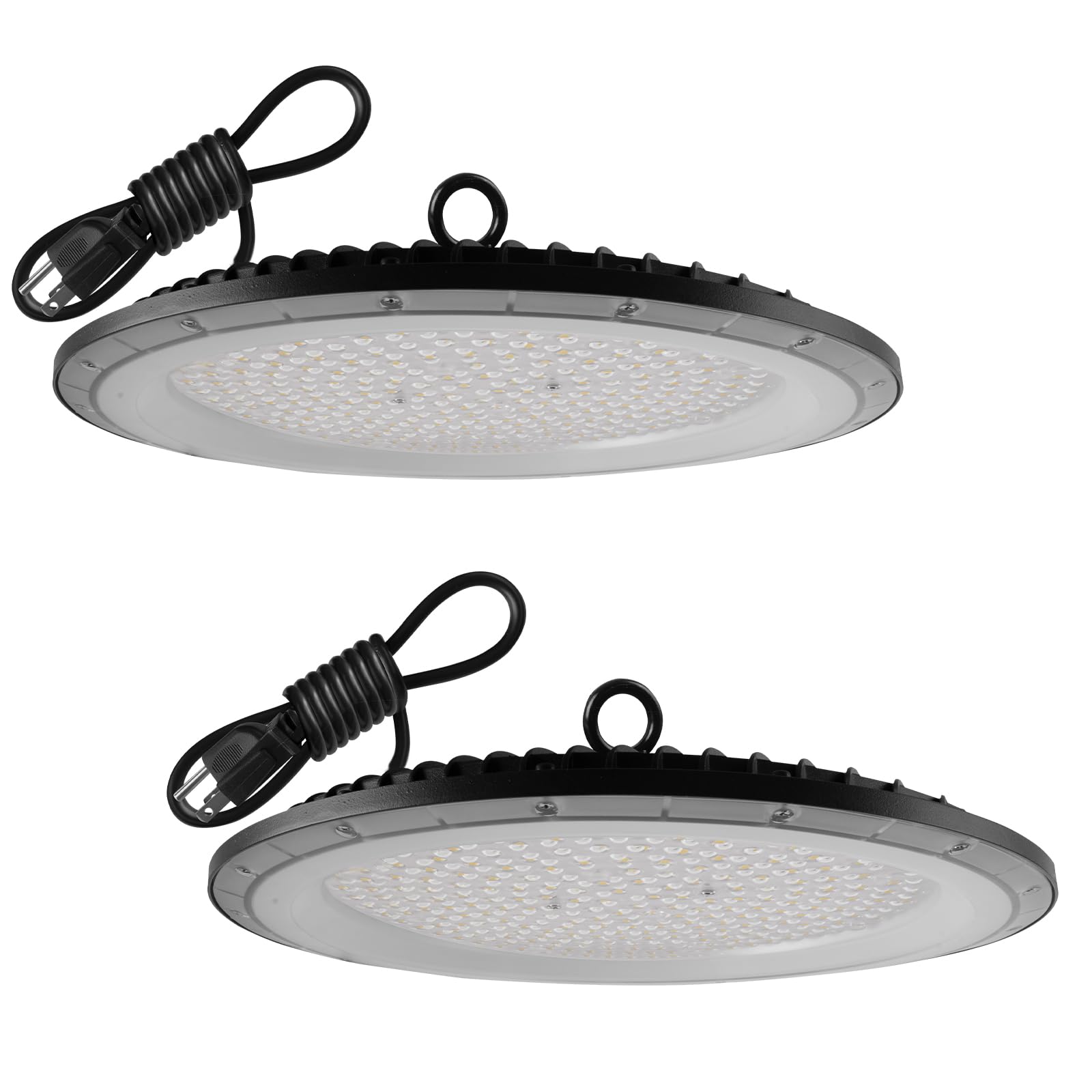 ZHPINGMX 2 Pack UFO LED High Bay Light, 6500K 200W, Black, 21000 LM, IP65 Waterproof, Industrial, High Bay LED Shop Lights