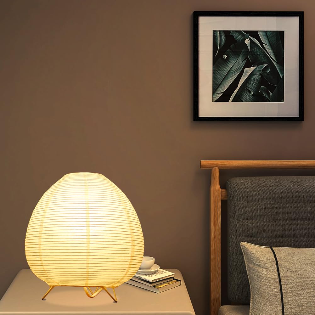 Fosinz Table Lamp Paper Chrome Nightstand Light 9inx 9inx 8in White Model Table Lamp-309