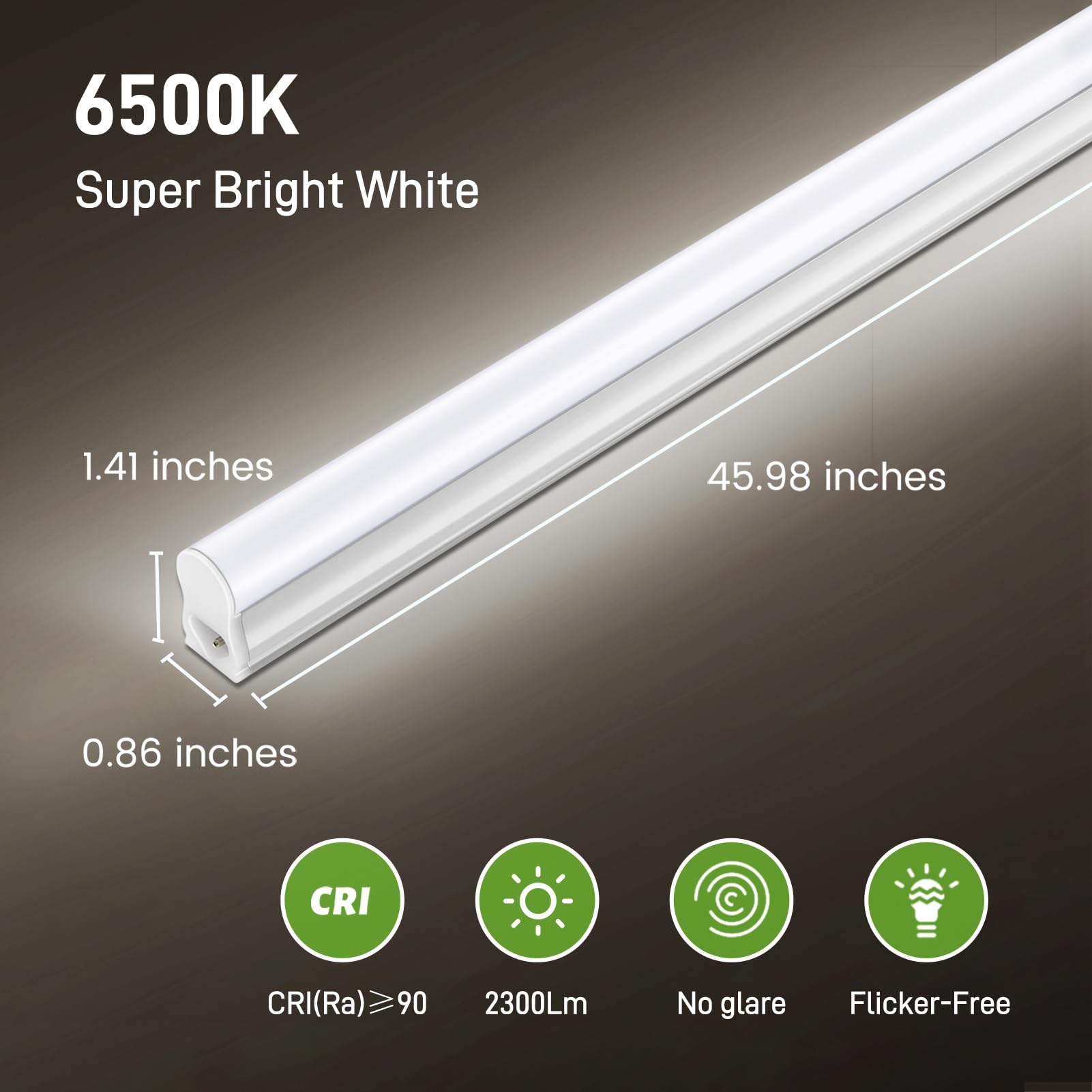 Paklighting 4FT LED Shop Lights, 2300LM, 6500K Cool White, Energy Efficient, Aluminum, 8 Pack