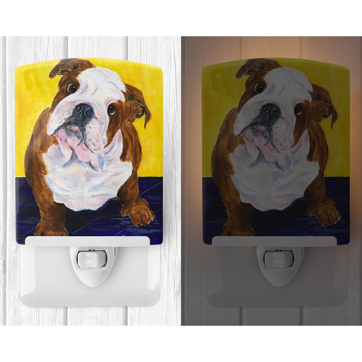 Carolines Treasures English Bulldog Ceramic Night Light, UL-Certified, 6x4x3in, Multicolor, Model SS8415CNL