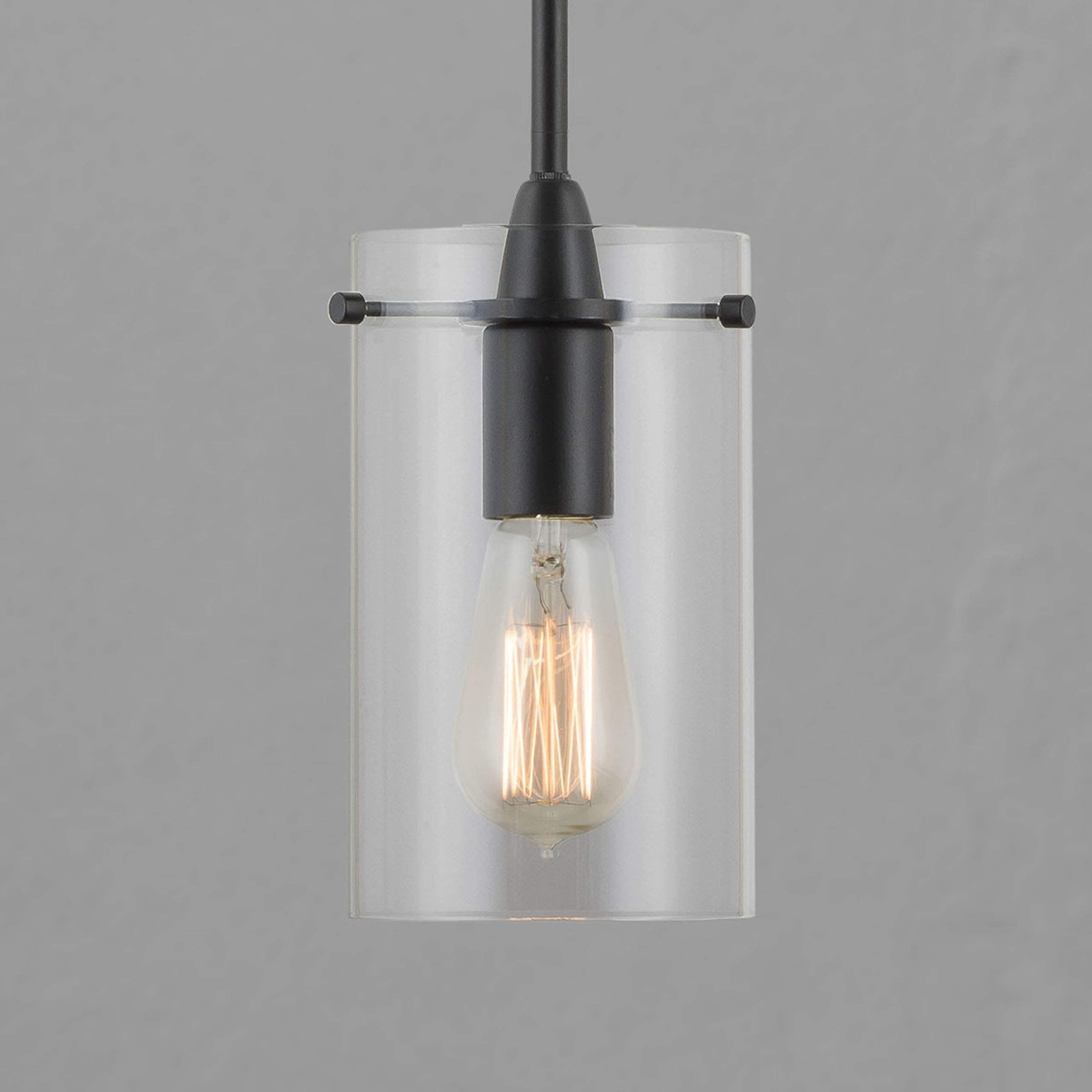 Linea di Liara Black Pendant Light Fixture - Medium Clear Glass - Model LL-P313-BLK